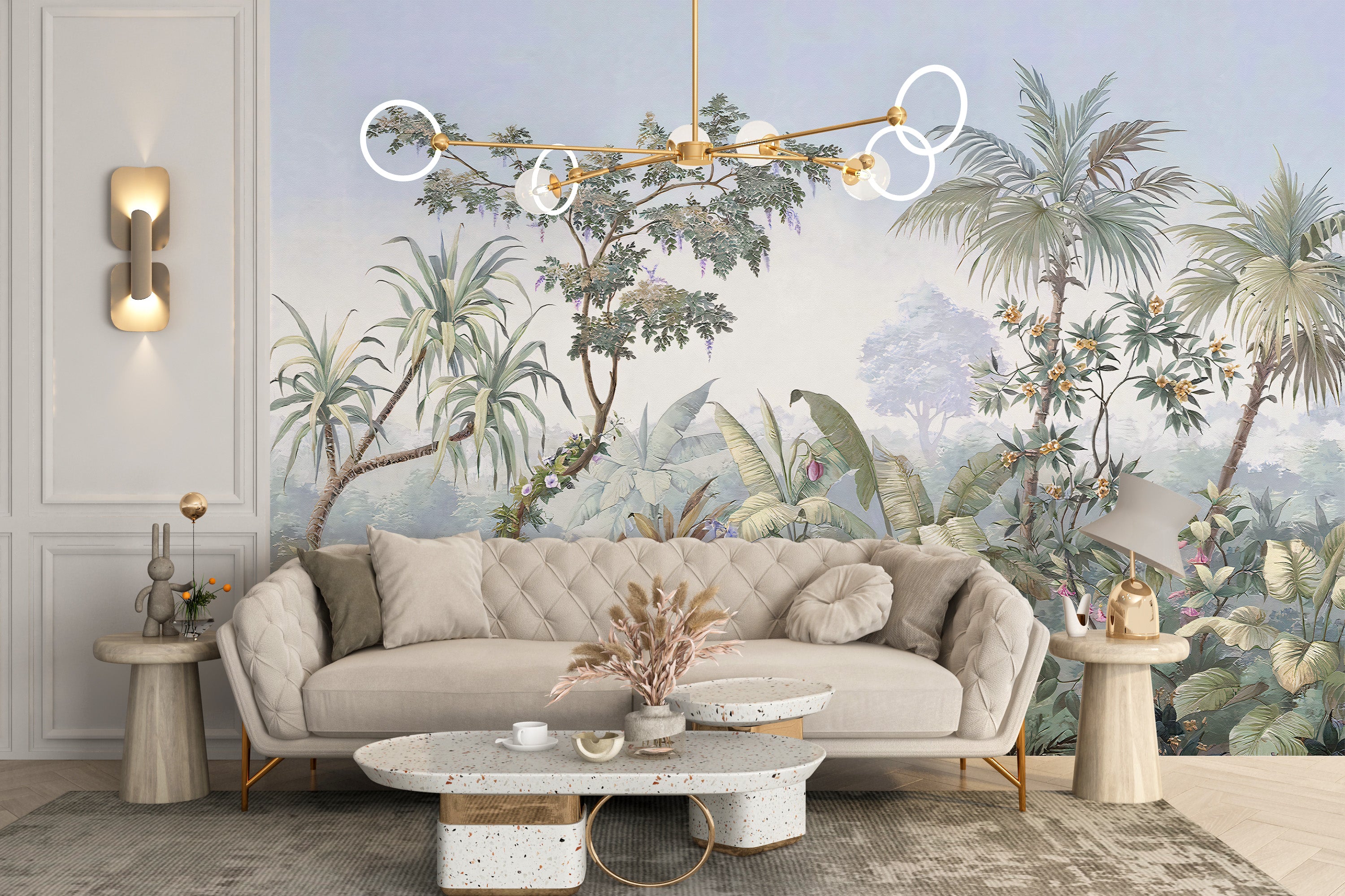 Dense foliage jungle mural for interiors
