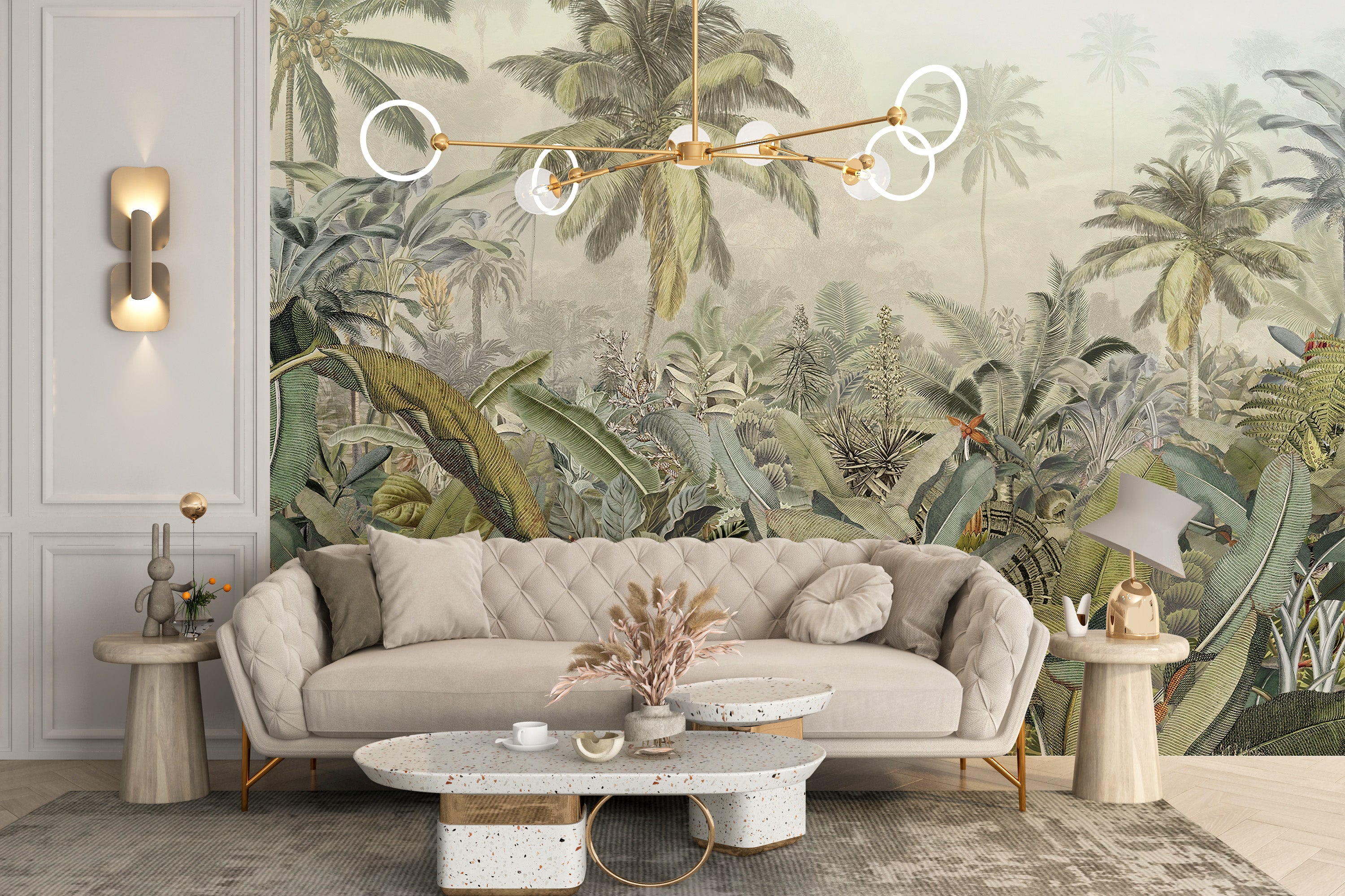 Elegant watercolor mural for tropical vibes
