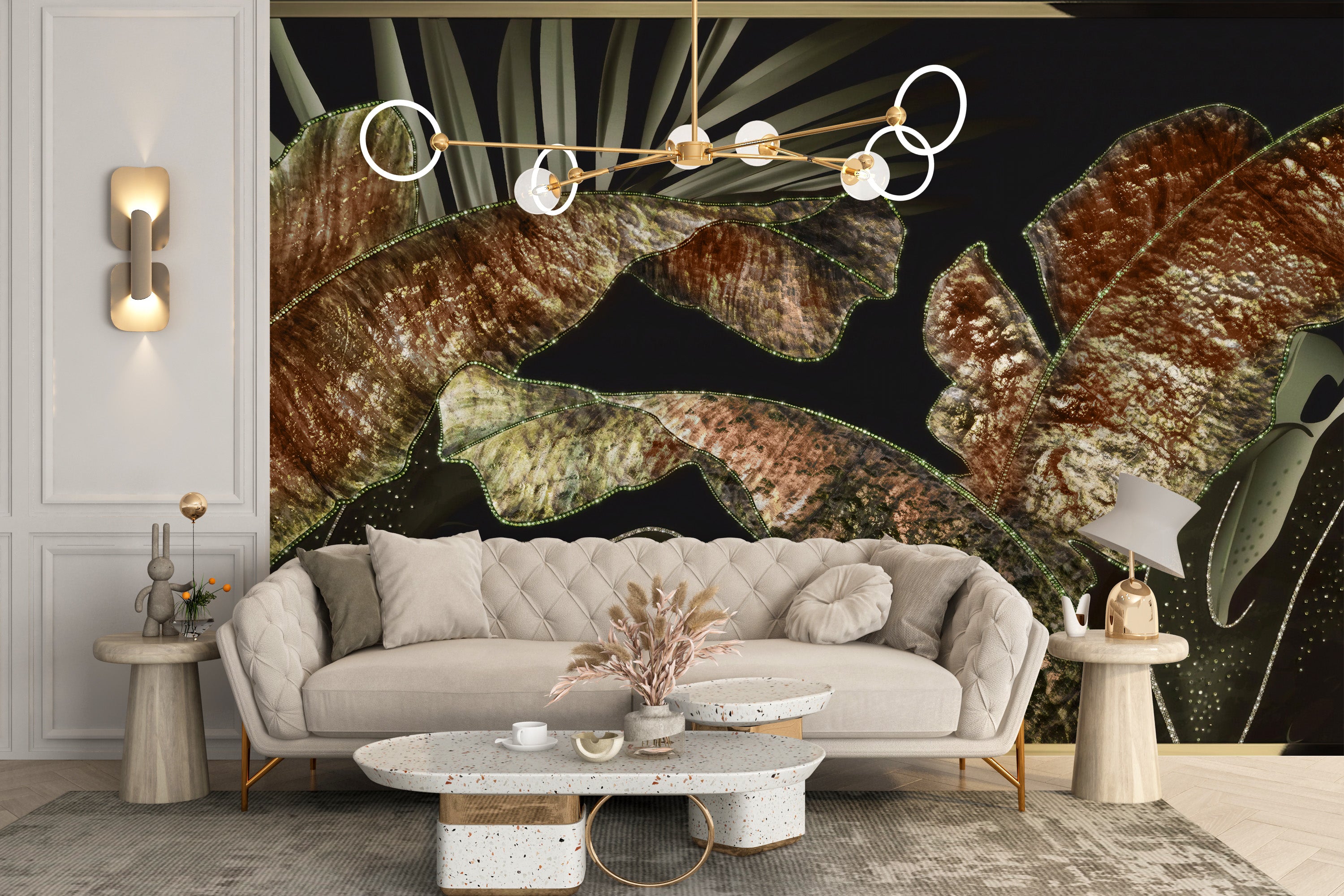 Sophisticated tropical leaves wallpaper design
