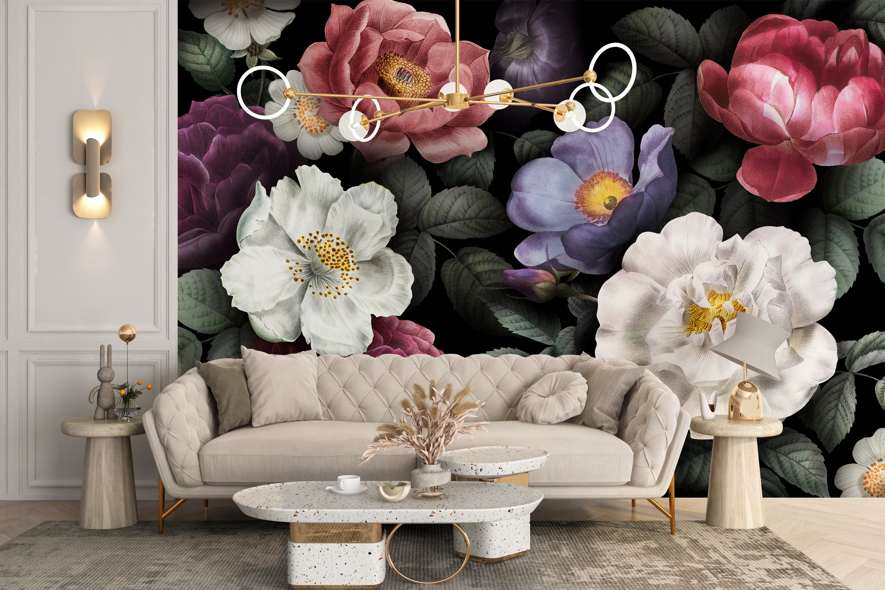 Artistic dark floral design for interiors
