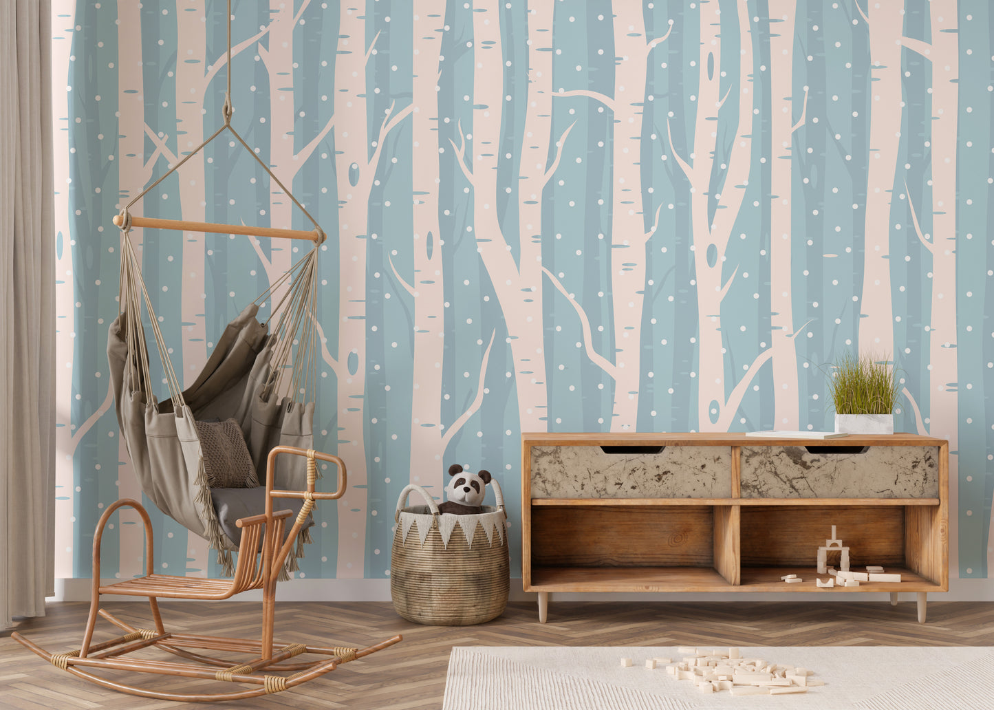 Frosty Blue Forest Scenic Wall Murals