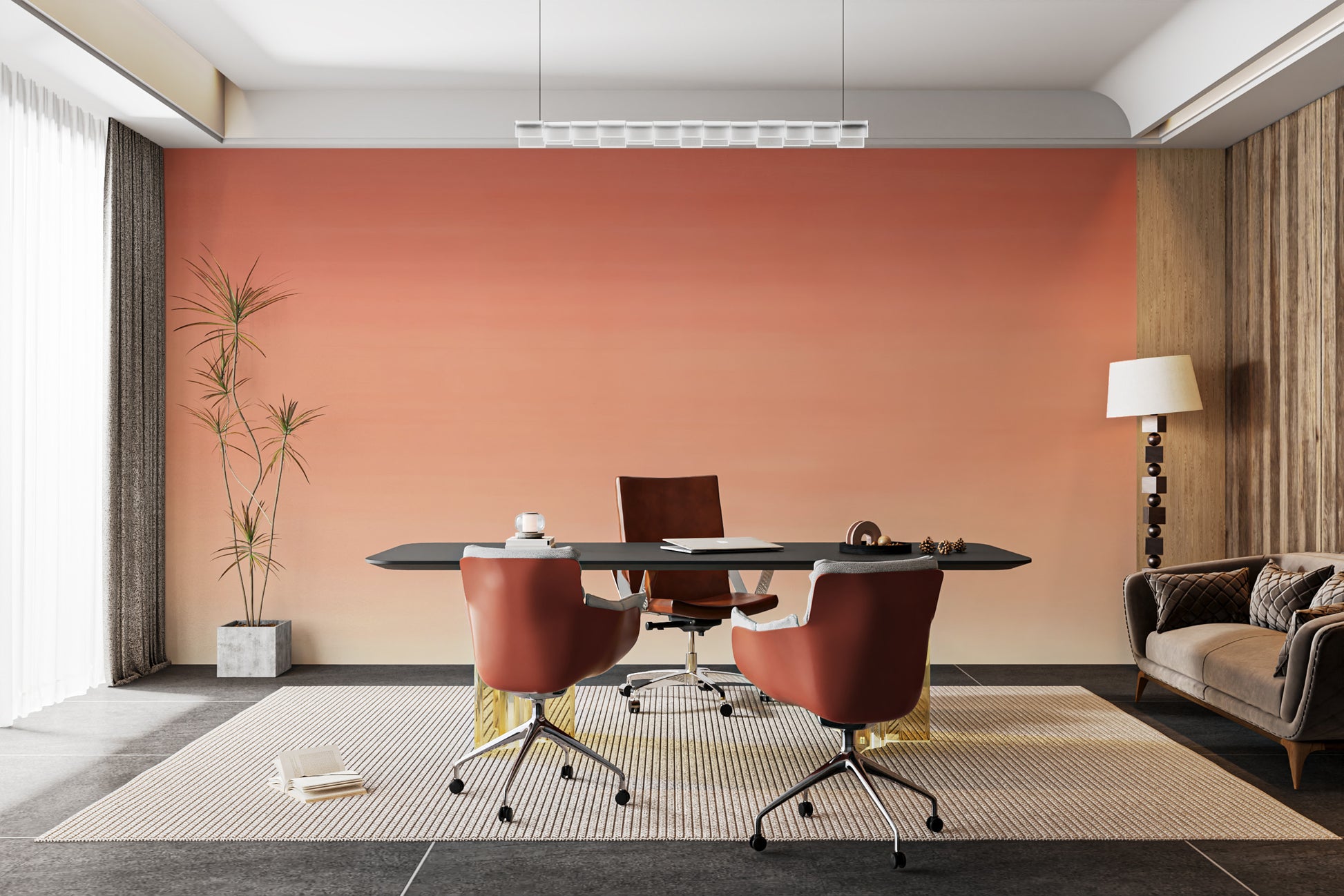 Contemporary orange ombre mural for stylish interiors
