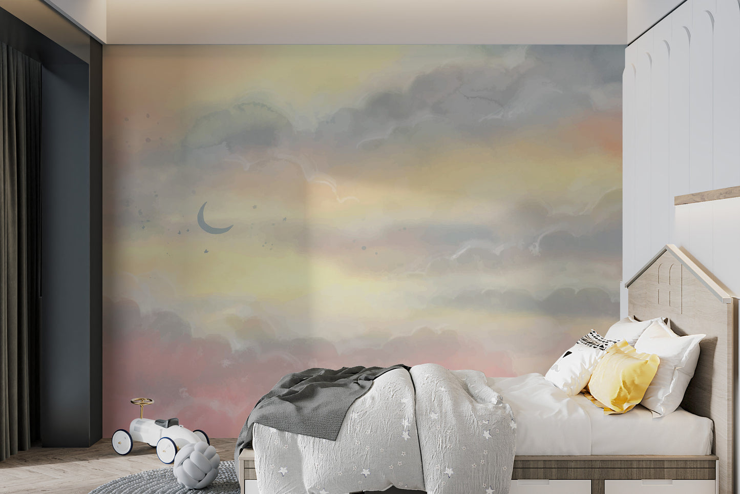 Soft sunset background featuring fantasy cloudscape
