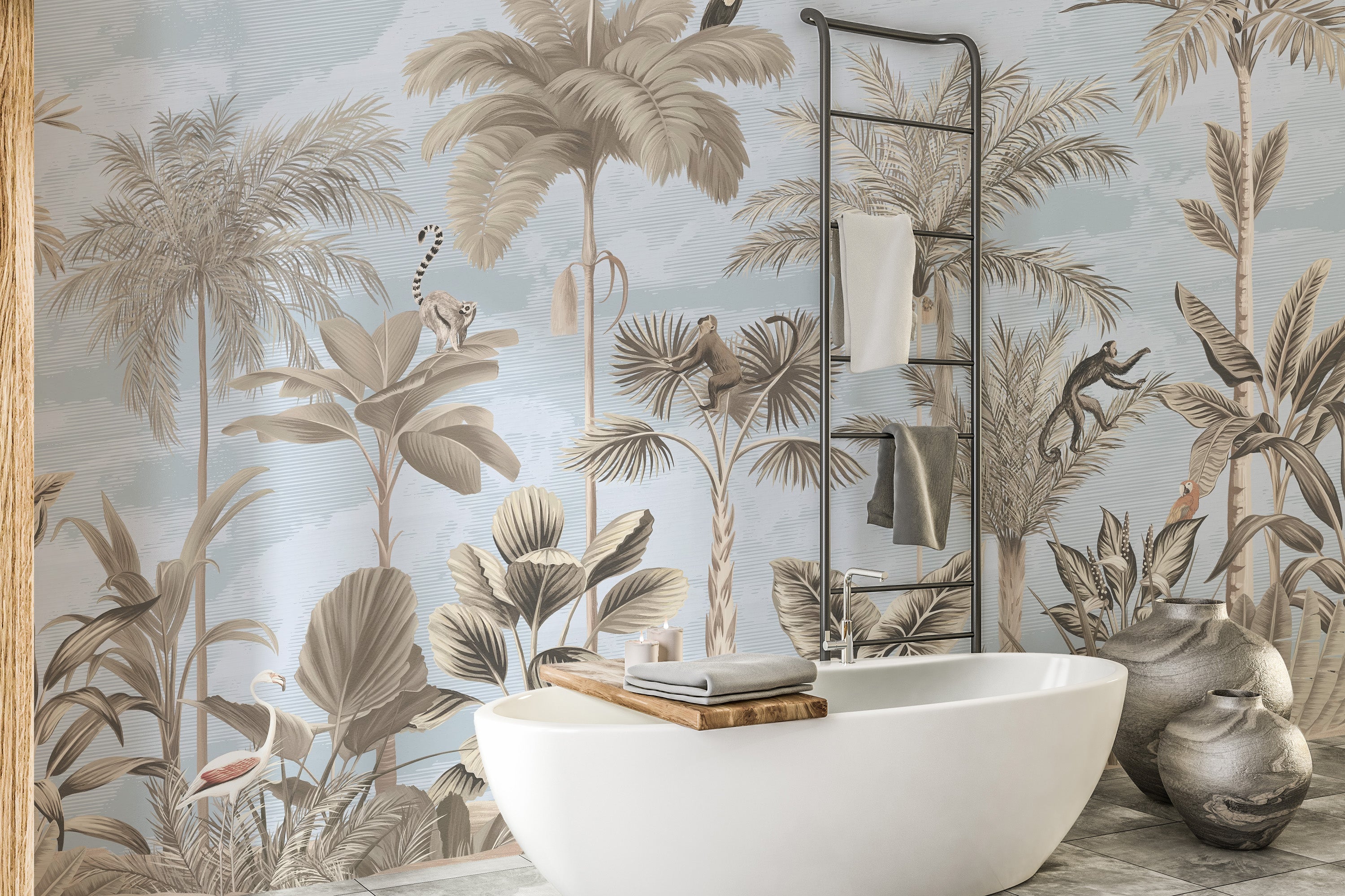 Nature-inspired tropical paradise mural for stylish decor