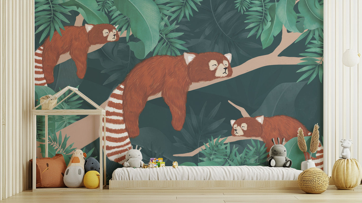 Sleeping Red Pandas Wallpaper Mural with cozy charm