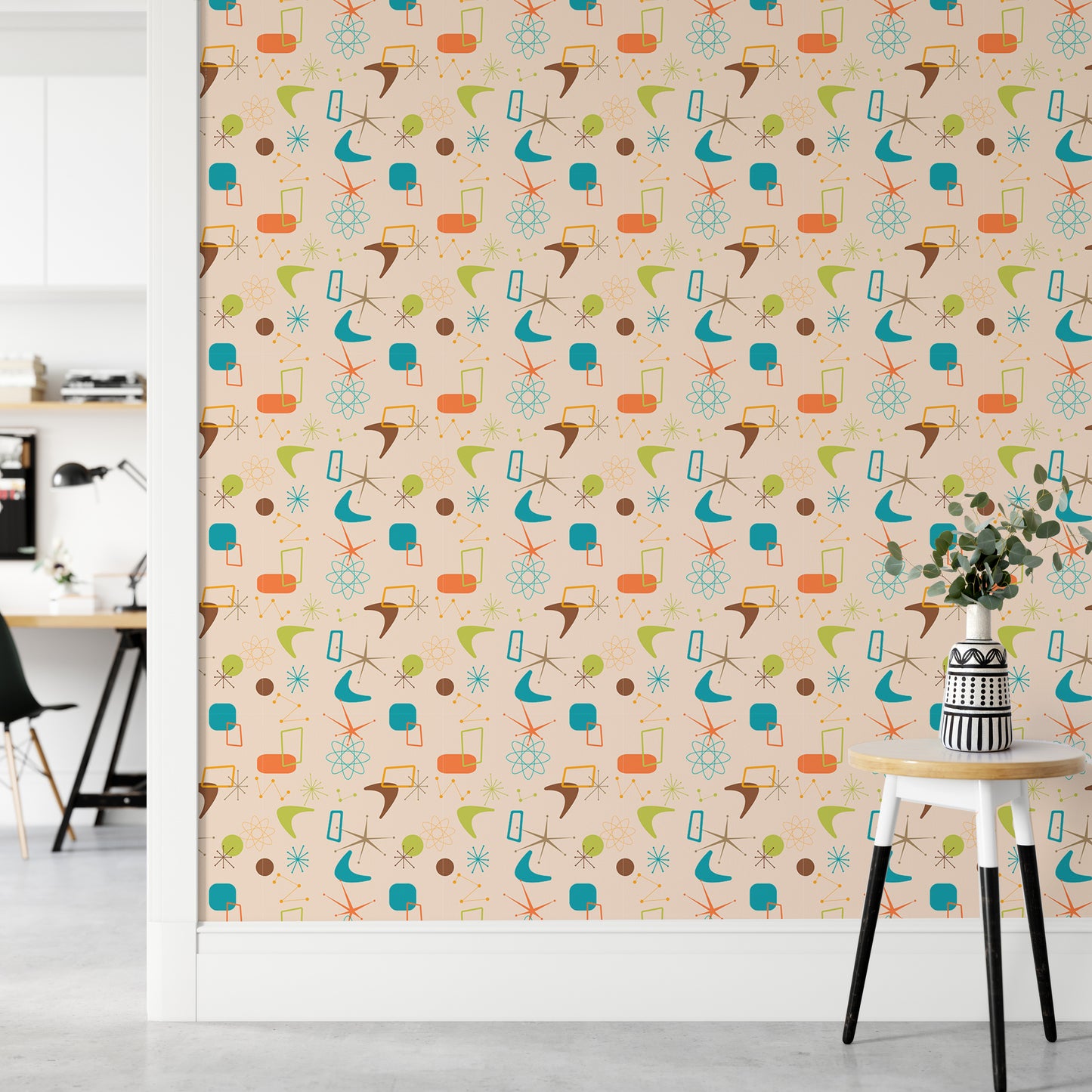 Old Vintage Style Atomic Mid Century Wallpaper