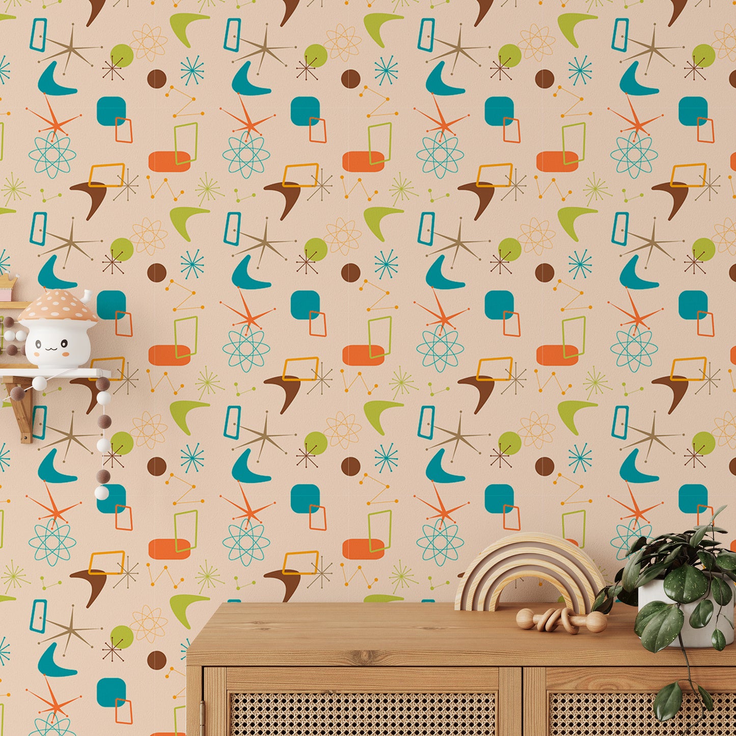 Old Vintage Style Atomic Mid Century Wallpaper