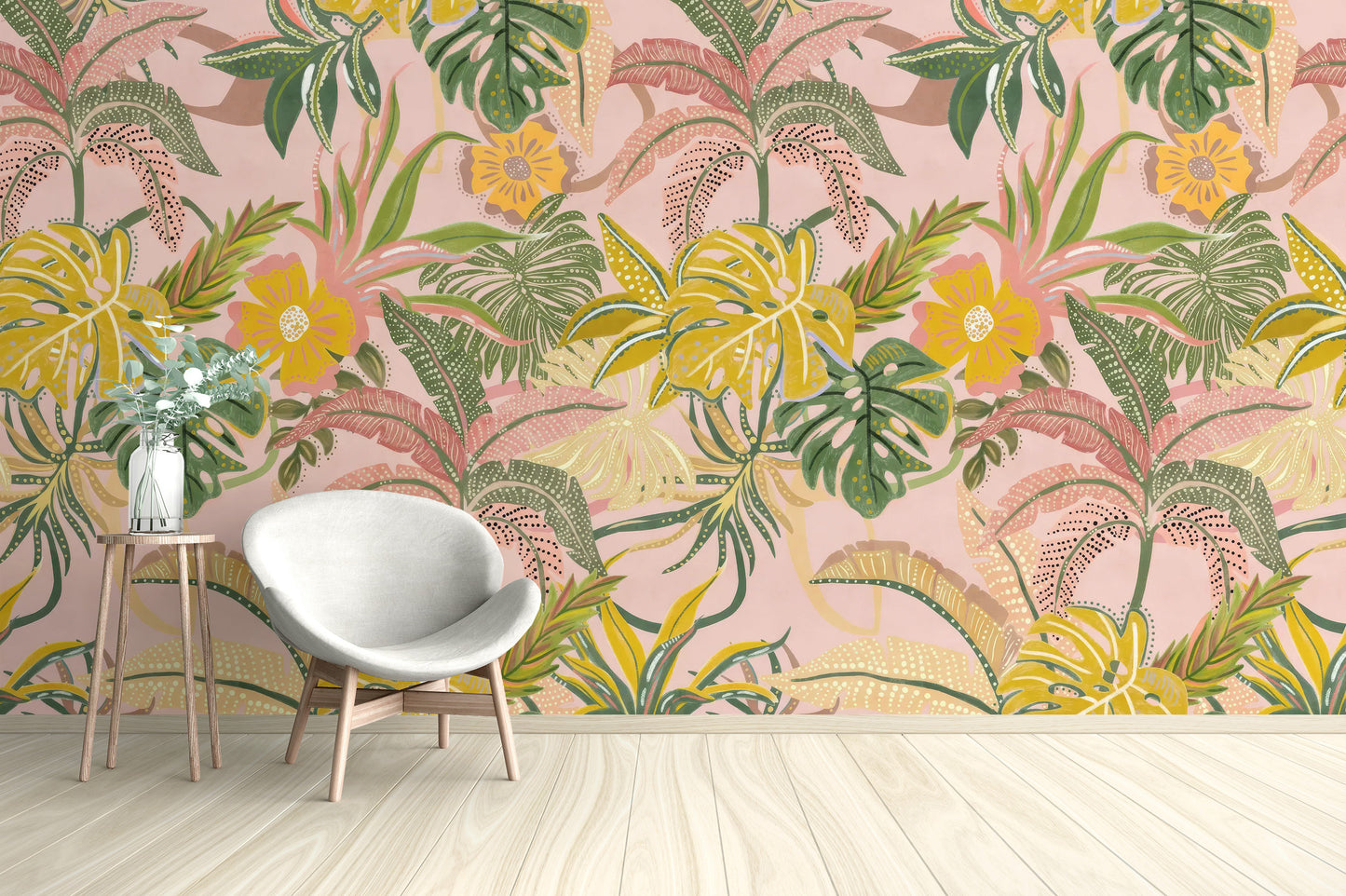 Colorful tropical leaves wallpaper for dynamic interiors
