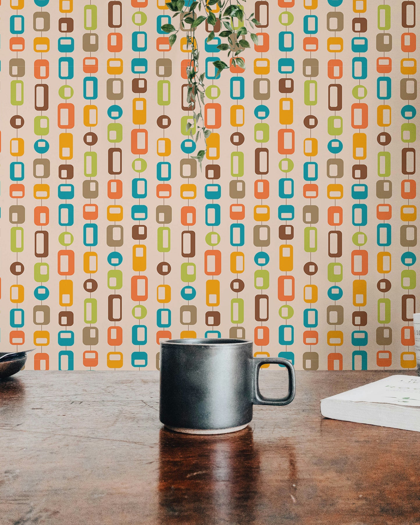 Rectangle and Rounded Mid Century Vintage Wallpaper