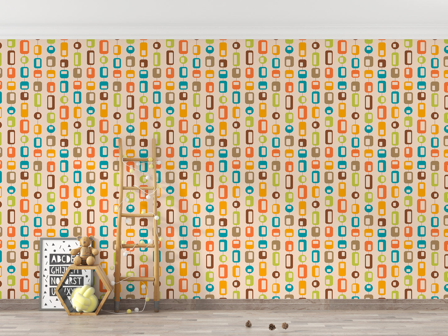 Rectangle and Rounded Mid Century Vintage Wallpaper