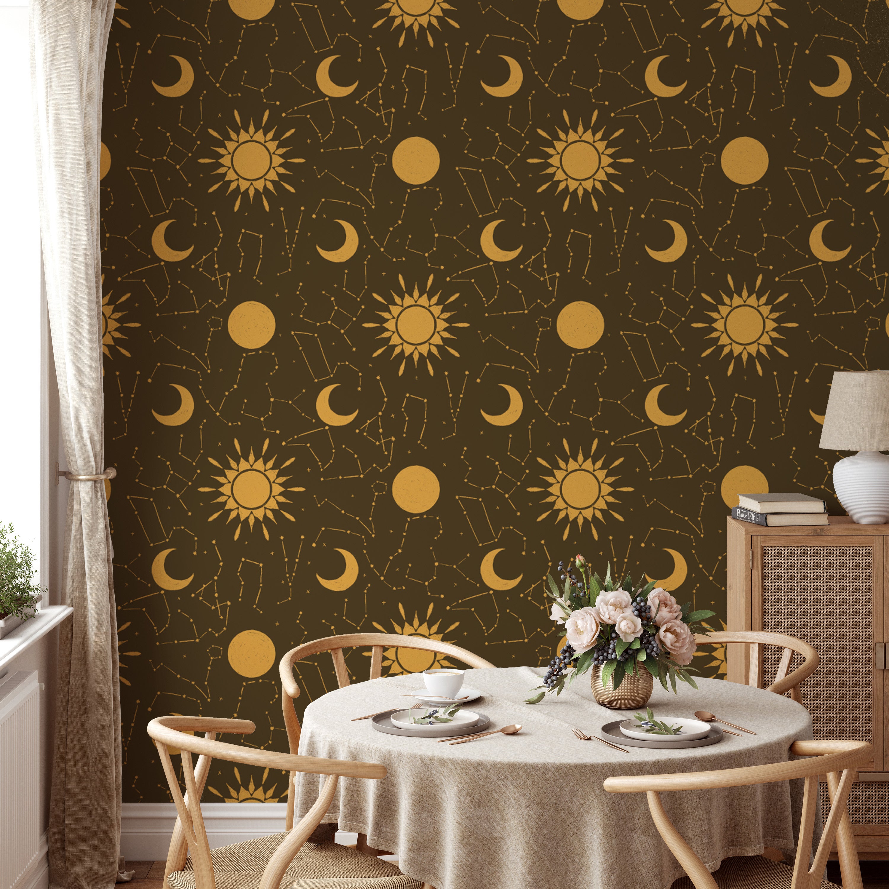 Constellation design wallpaper for cosmic-inspired interiors
