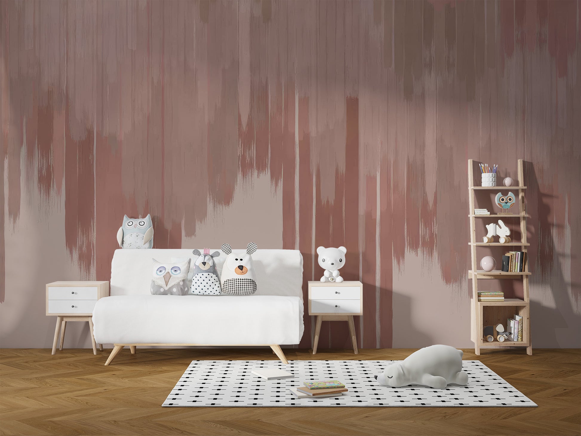 Modern pink fade mural with a serene and elegant look
