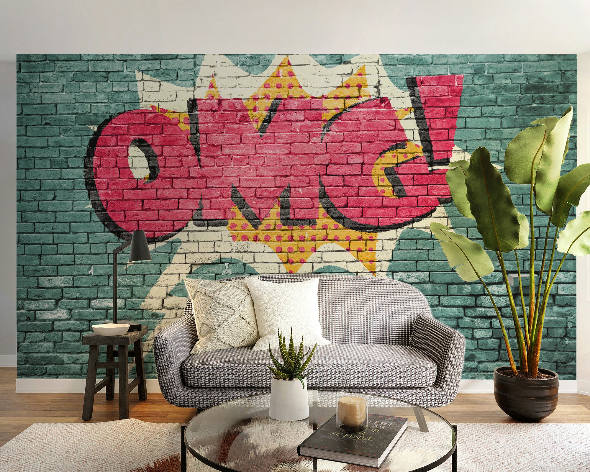 Urban graffiti mural featuring OMG lettering
