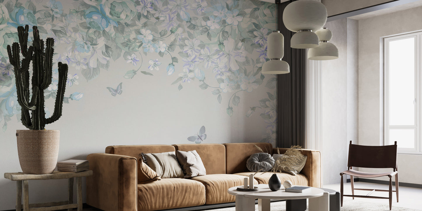 Whimsical Butterfly Meadow Wall Mural for a playful feel