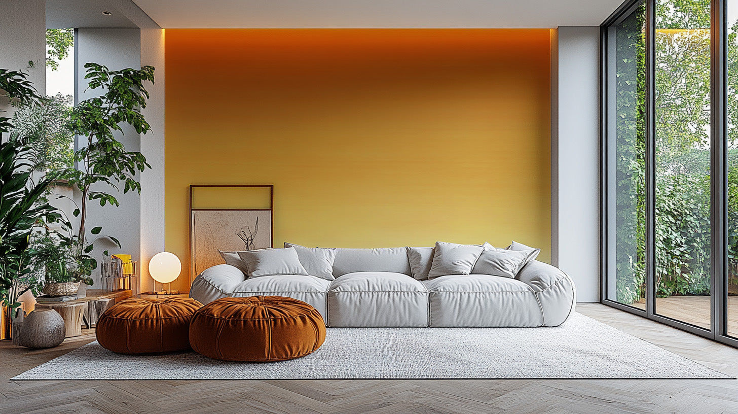 Honey-toned mural for a soothing and inviting interior look
