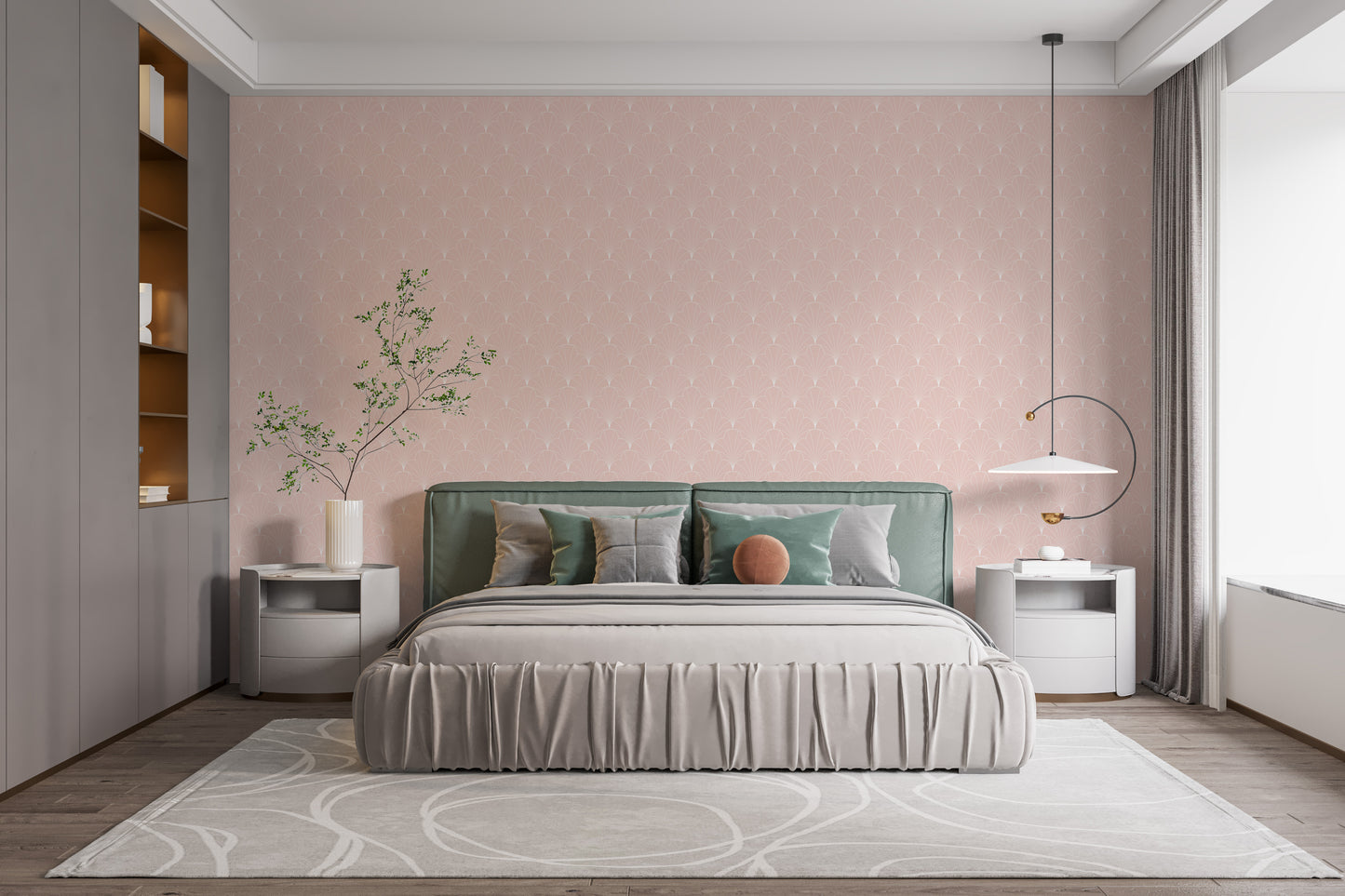 Pink and gold art deco wallpaper for walls
