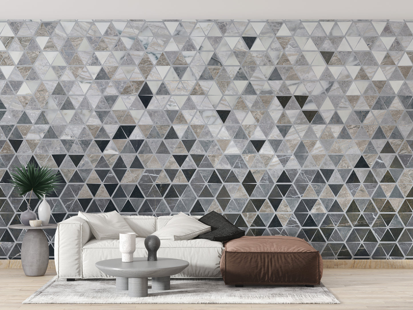 Luxurious reflective tile design in a mural format