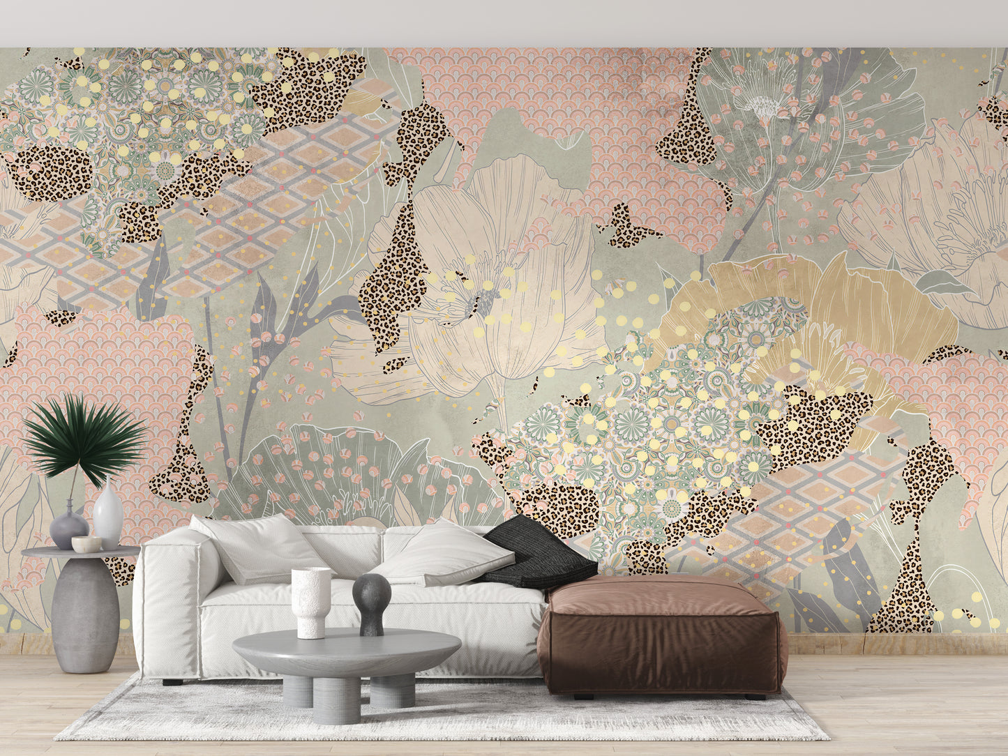 Free-spirited boho motif mural