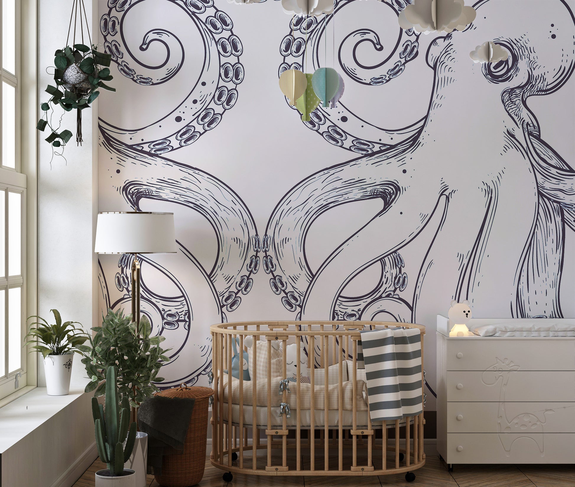 Bold giant octopus sea mural for a striking wall feature.
