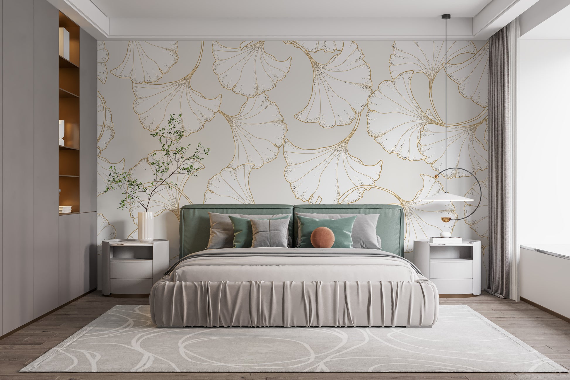 Modern ginkgo mural for stylish walls
