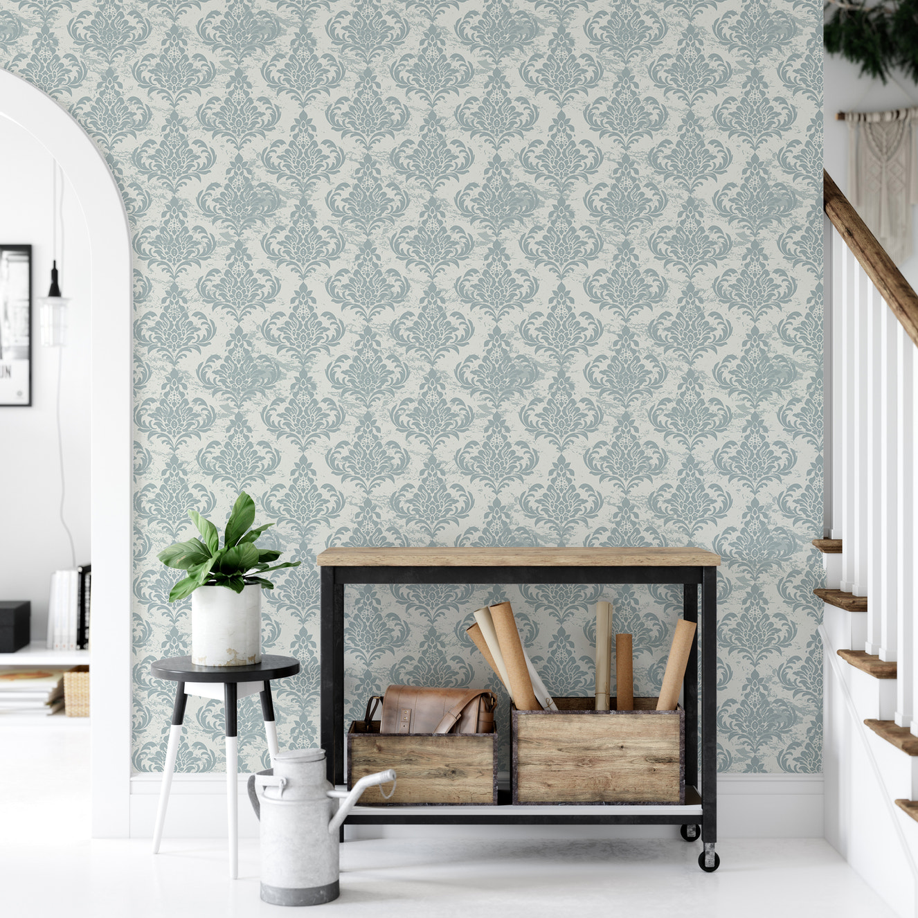 Elegant vintage damask wallpaper for classic decor