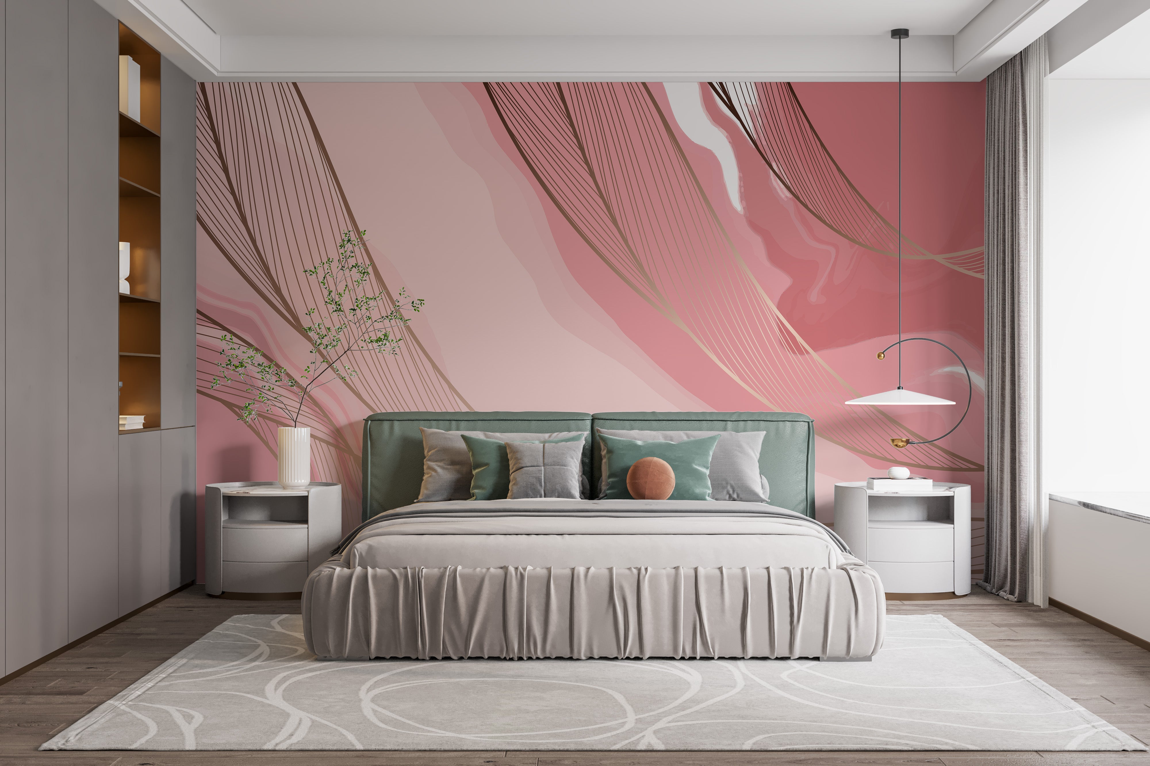 Blush marble mural with refined elegance
