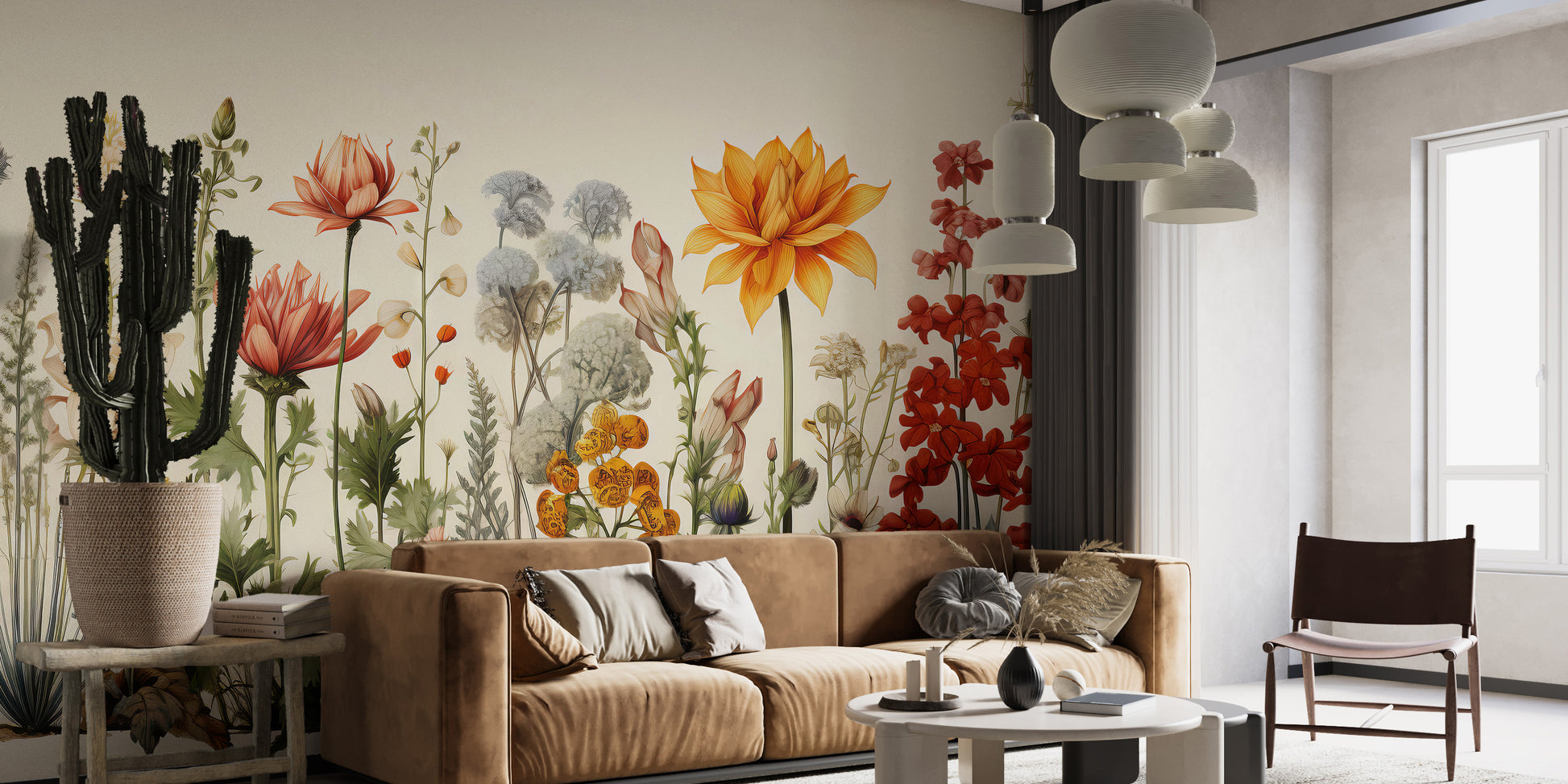 Peel and stick floral garden mural for vibrant walls