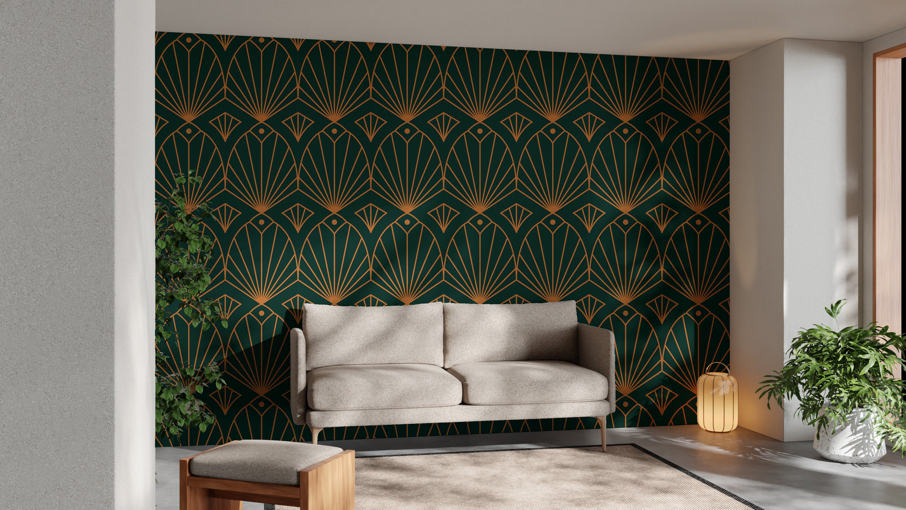 Stylish Art Deco seamless linear wallpaper.