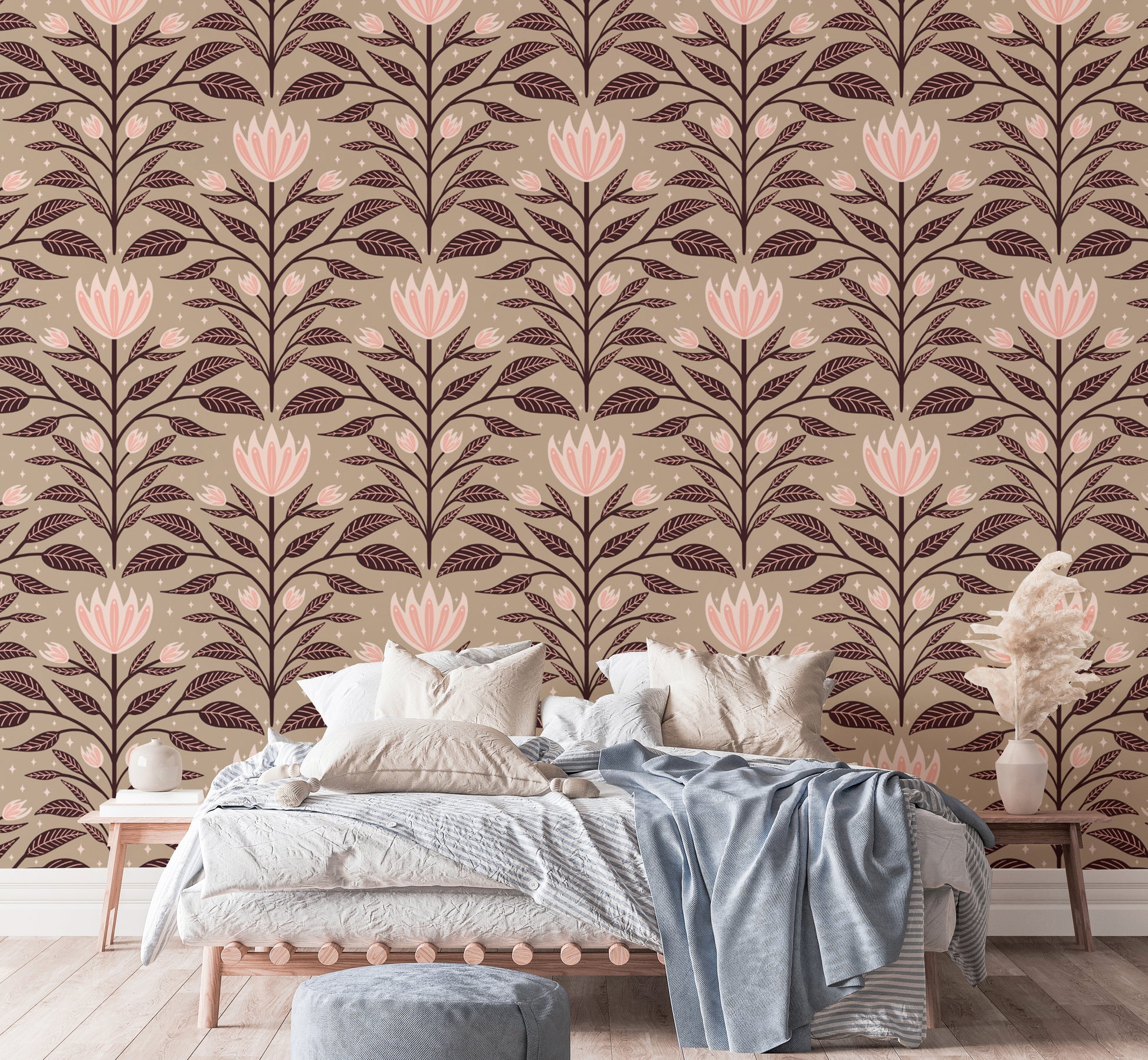 Luxurious diamond bloom mural perfect for large walls
