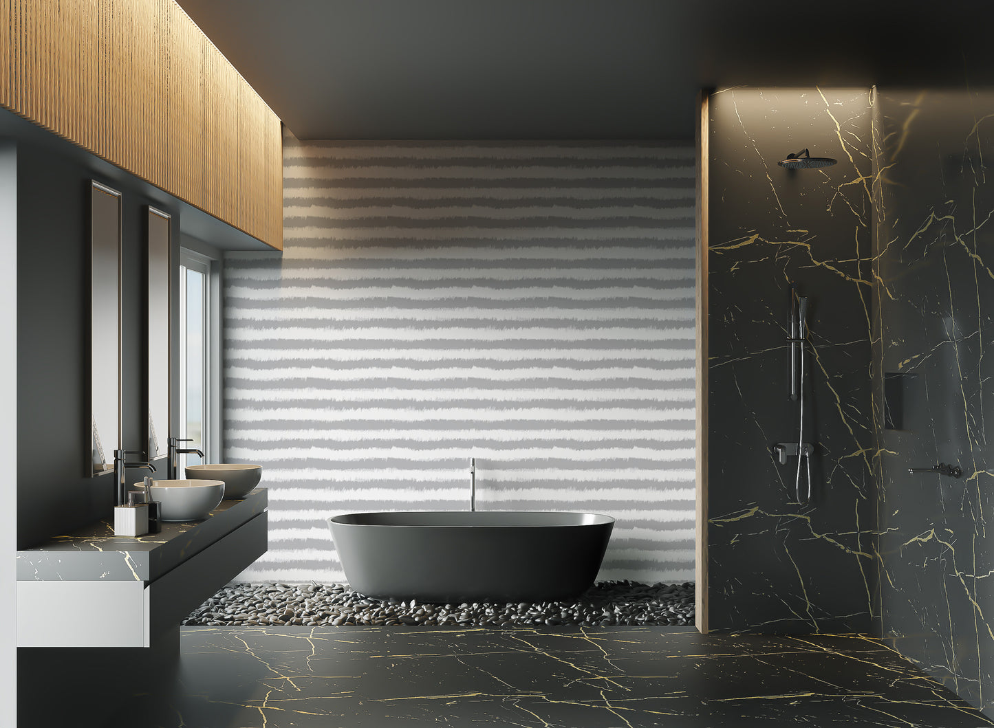 Grey Horizontal Stripes Wallpaper Mural