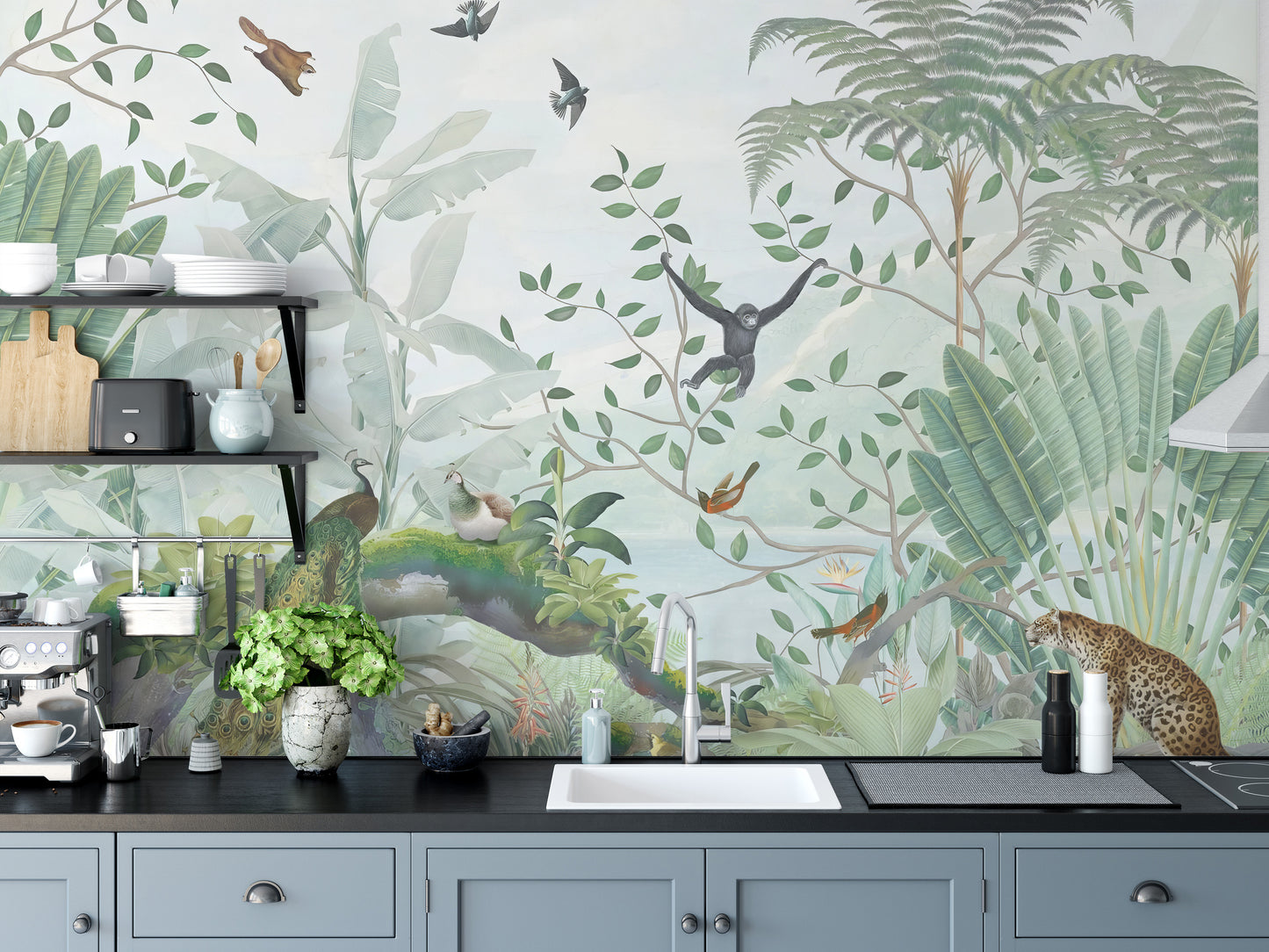 Vibrant wallpaper showcasing tropical jungle scenery for kids
