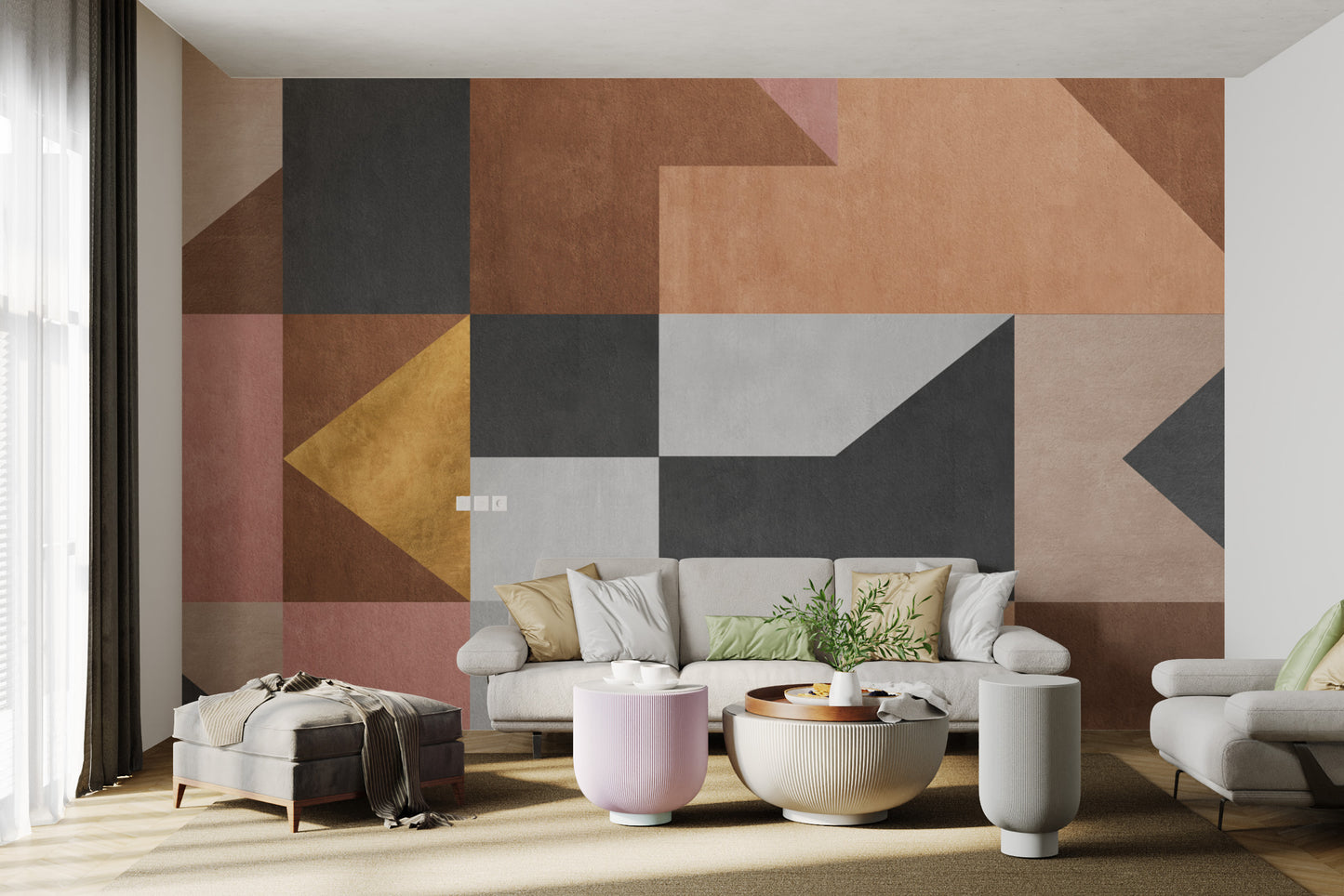 Abstract artistic geometric shapes wall mural decor