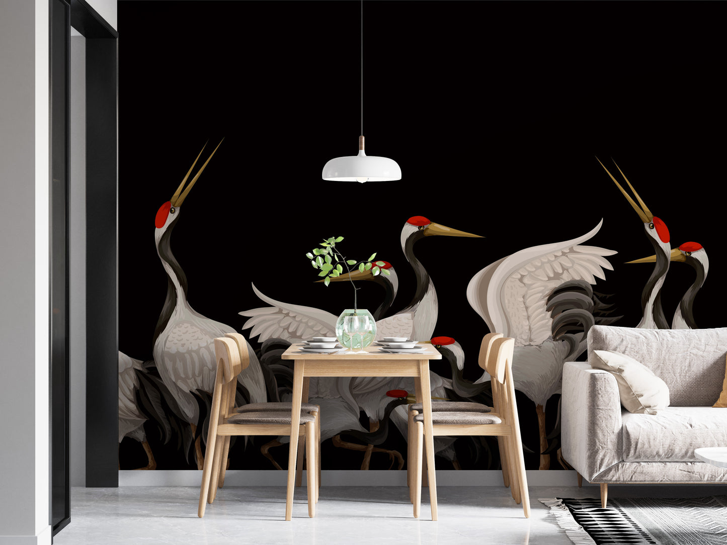 Japanese Crane Elegance Removable Murals