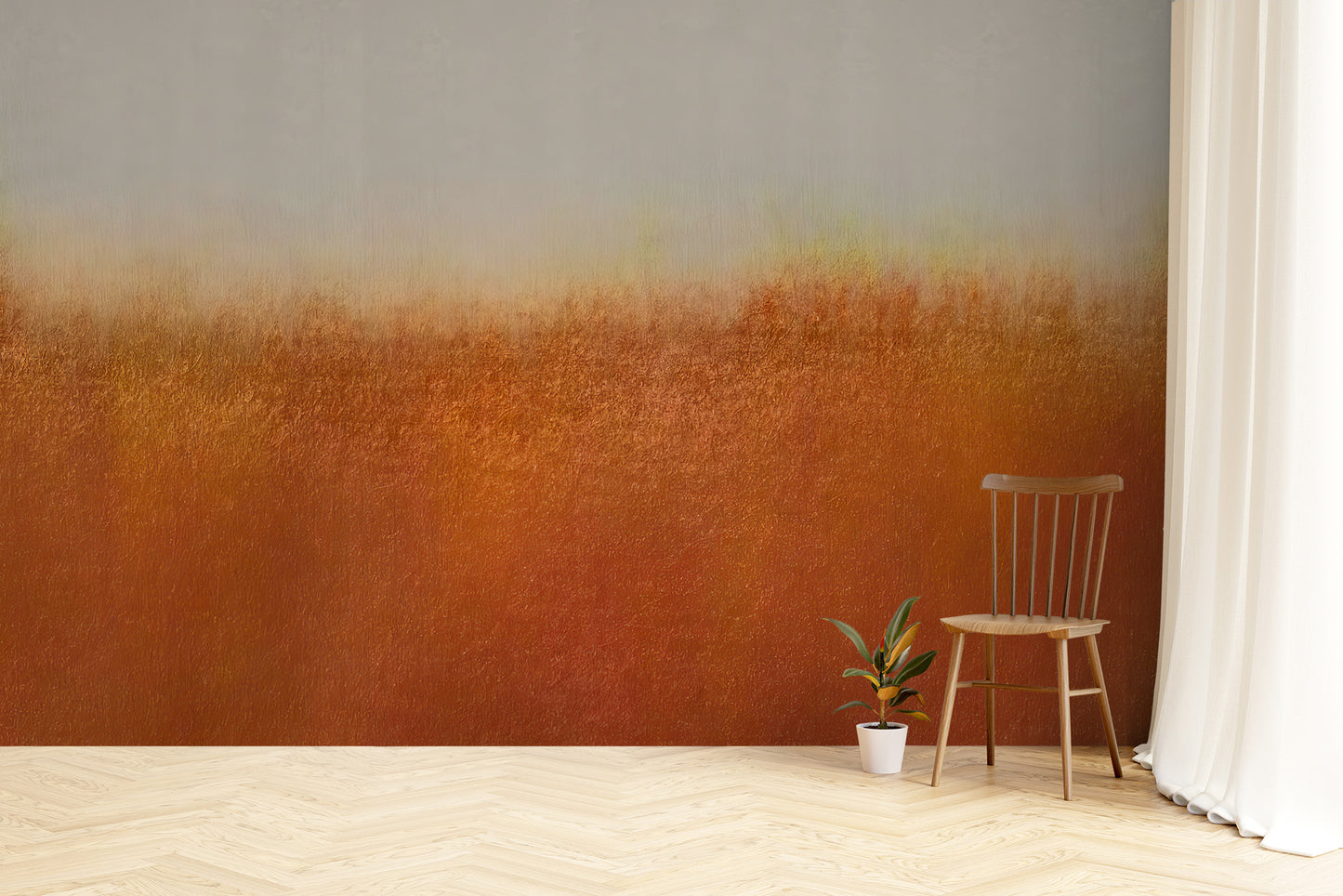 Grunge orange ombre wallpaper mural with bold textured tones
