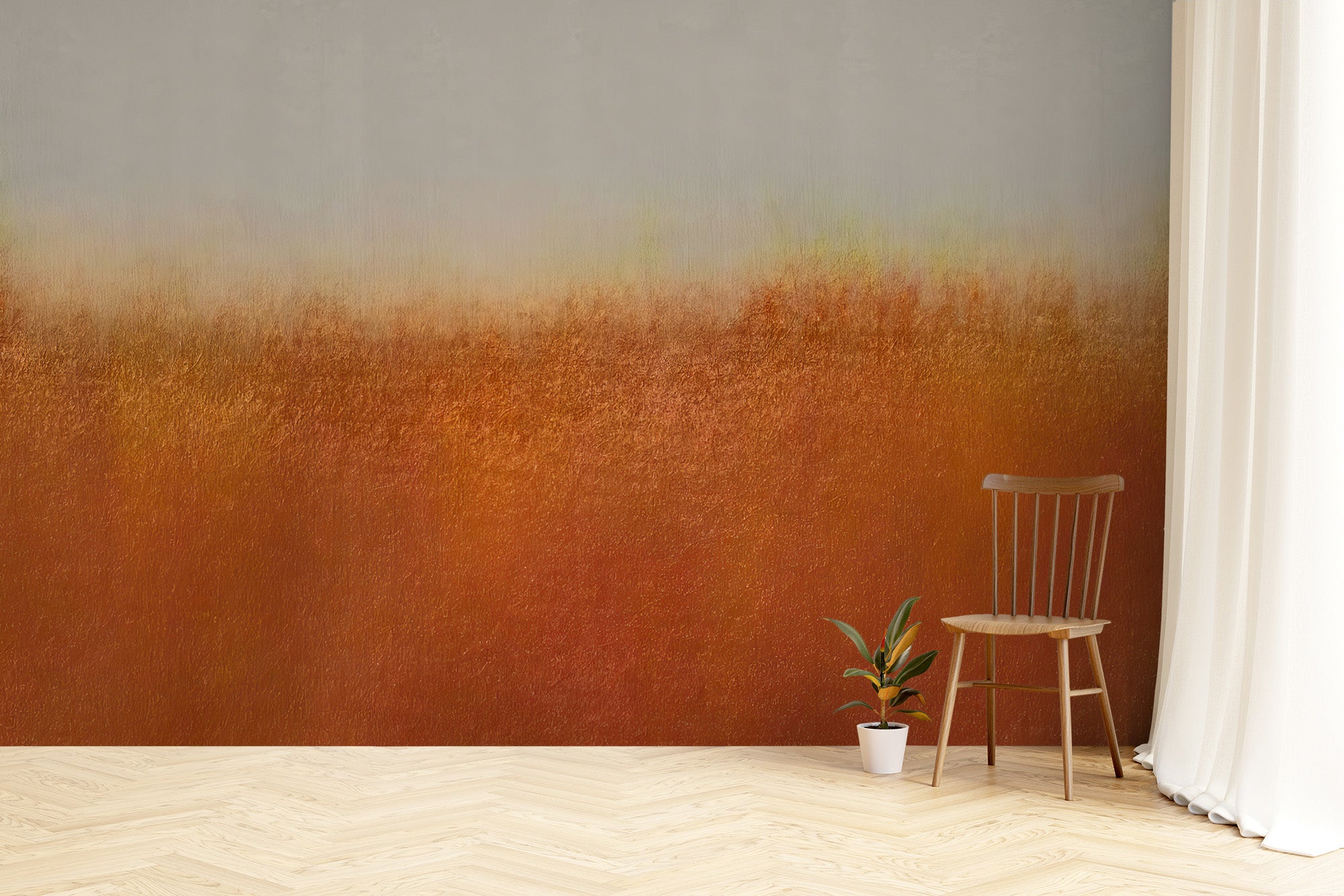 Grunge orange ombre wallpaper mural with bold textured tones
