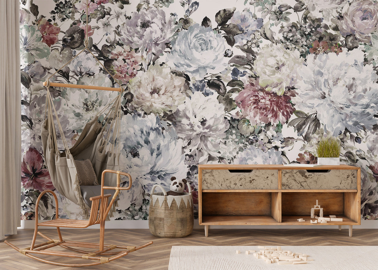 Sophisticated watercolor peony wallpaper for chic decor
