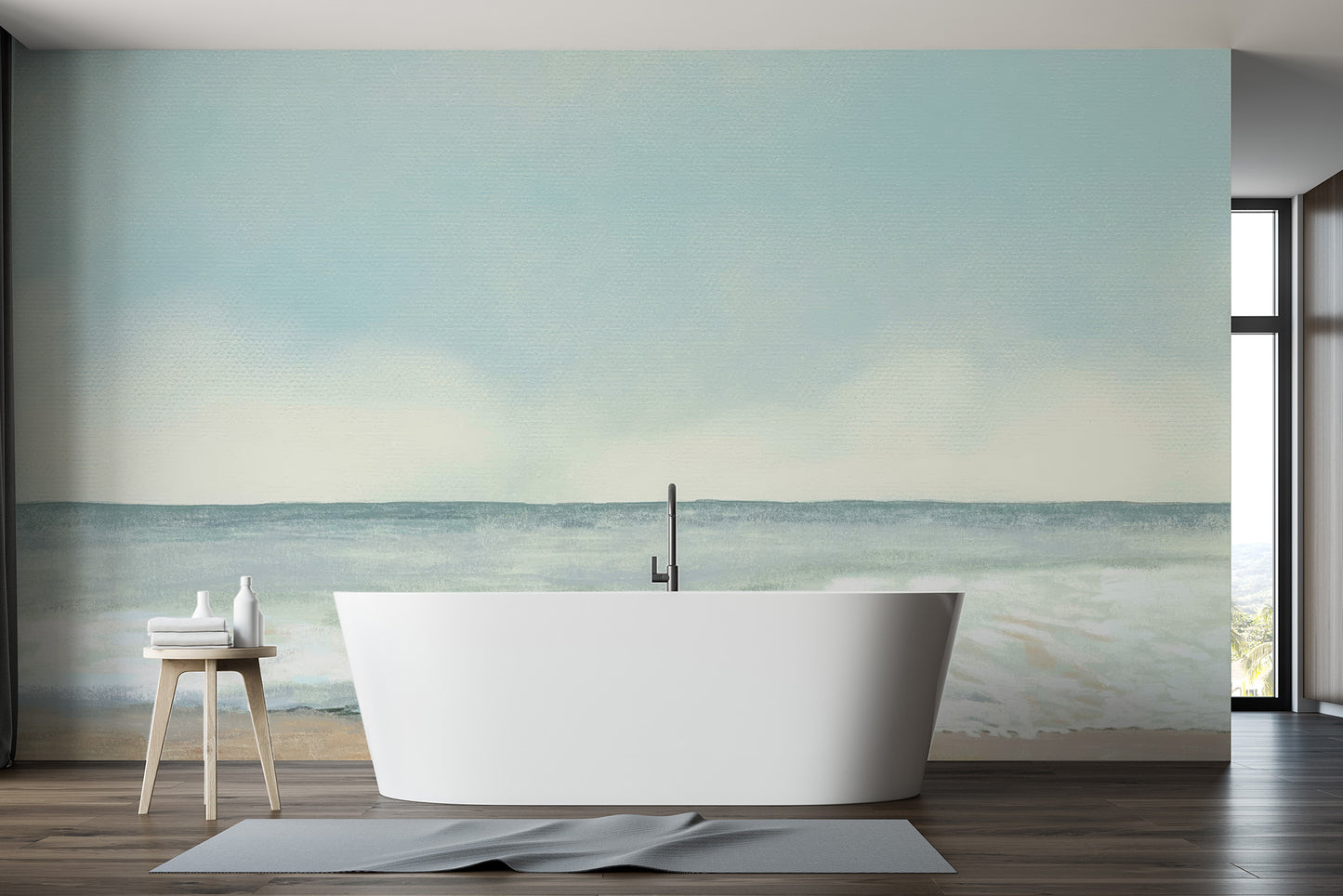 Abstract wallpaper mural inspired by watercolor beach vibes
