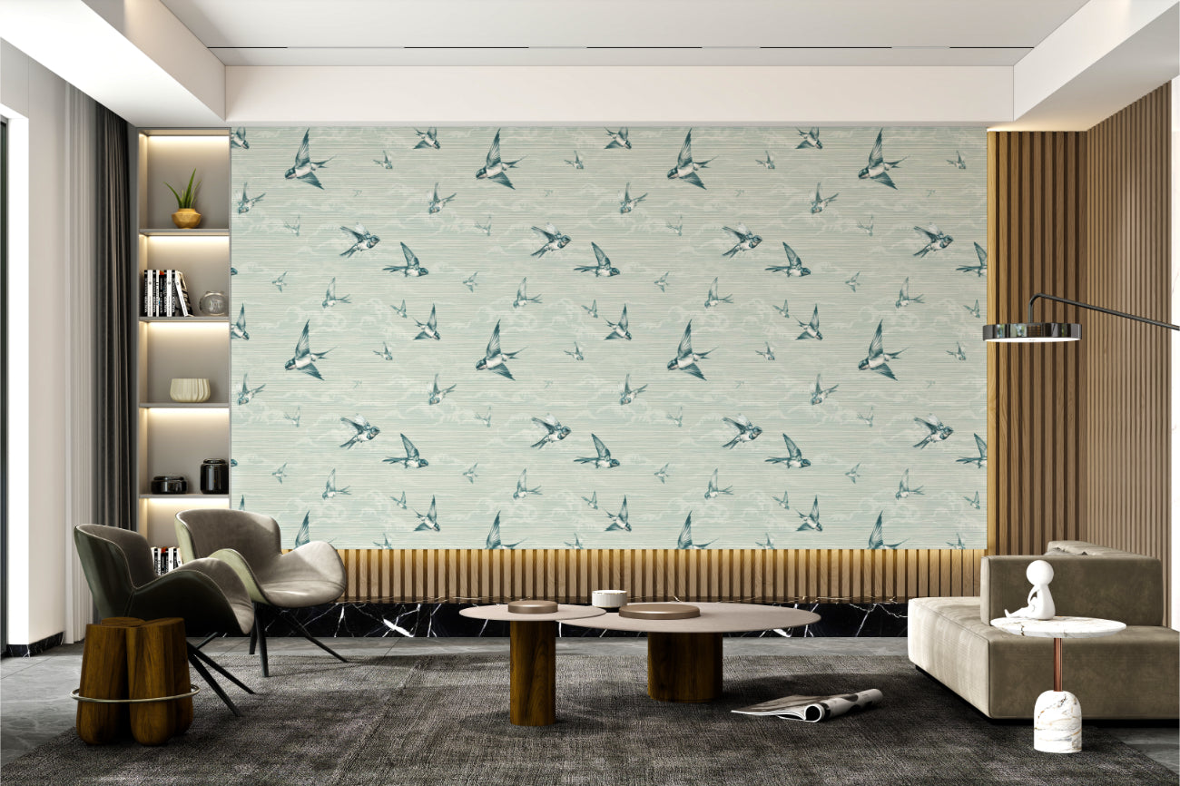 Peaceful Blue Birds Wallpaper Mural