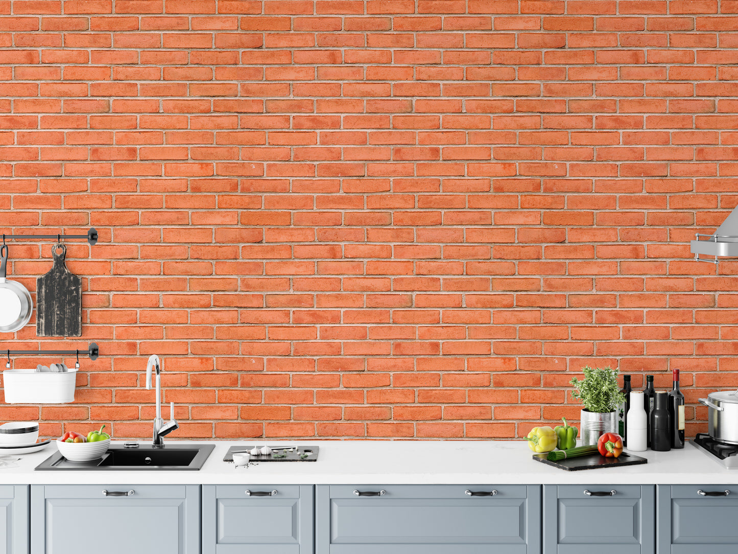 Red Color Brick Background Texture Self Adhesive Wallpaper