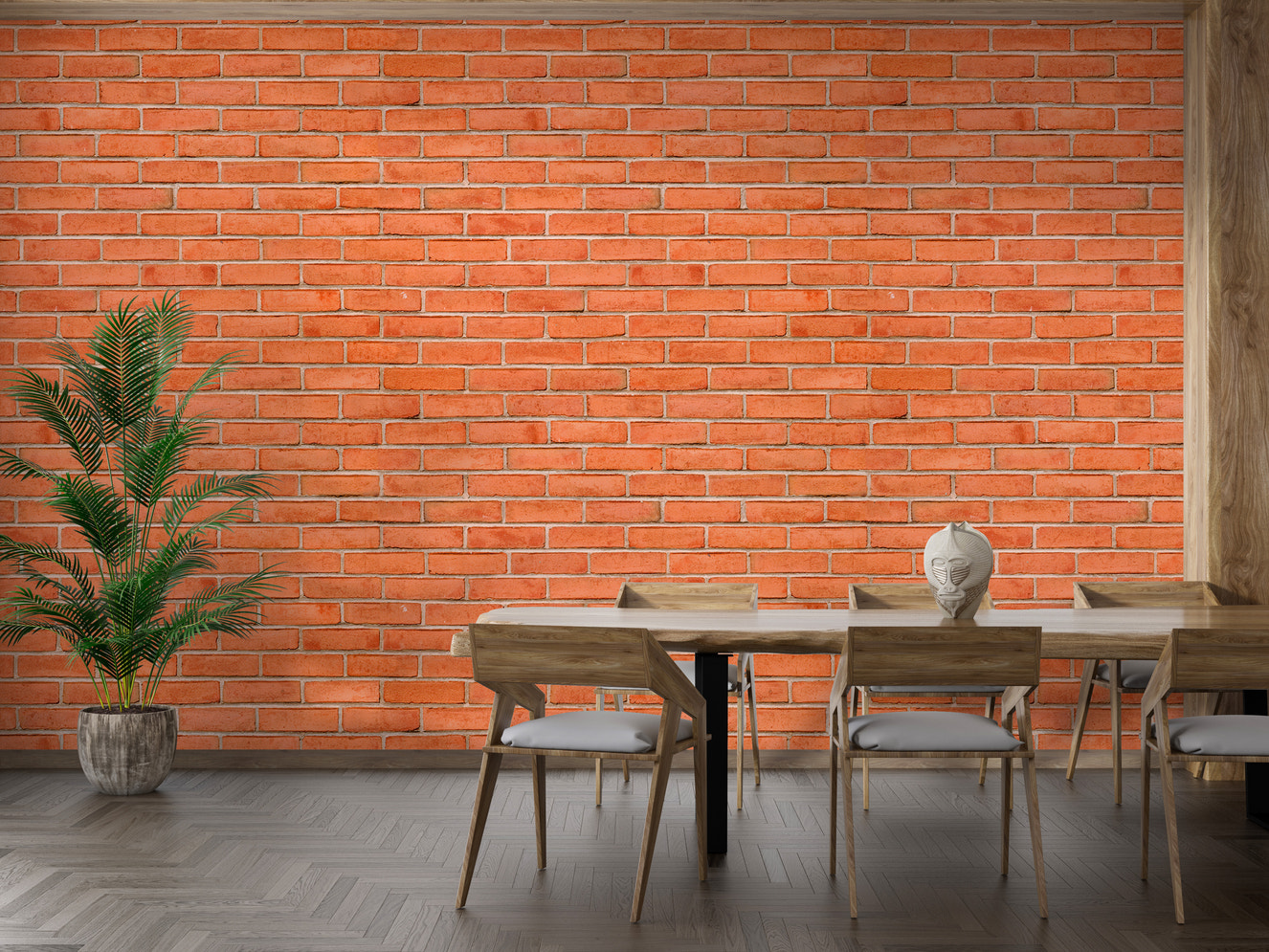 Red Color Brick Background Texture Self Adhesive Wallpaper