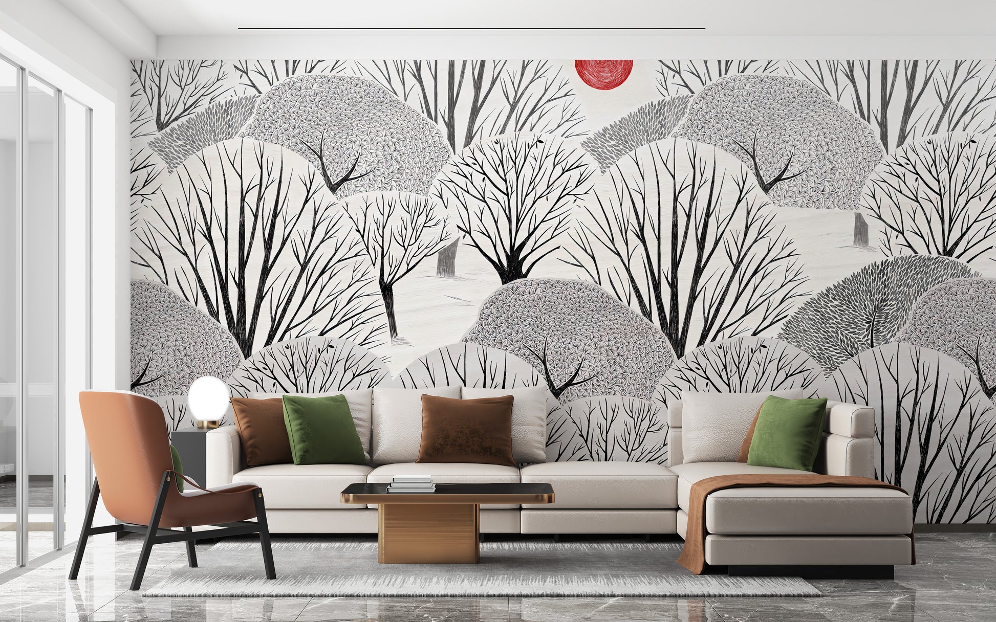 Black and White Tree Mural