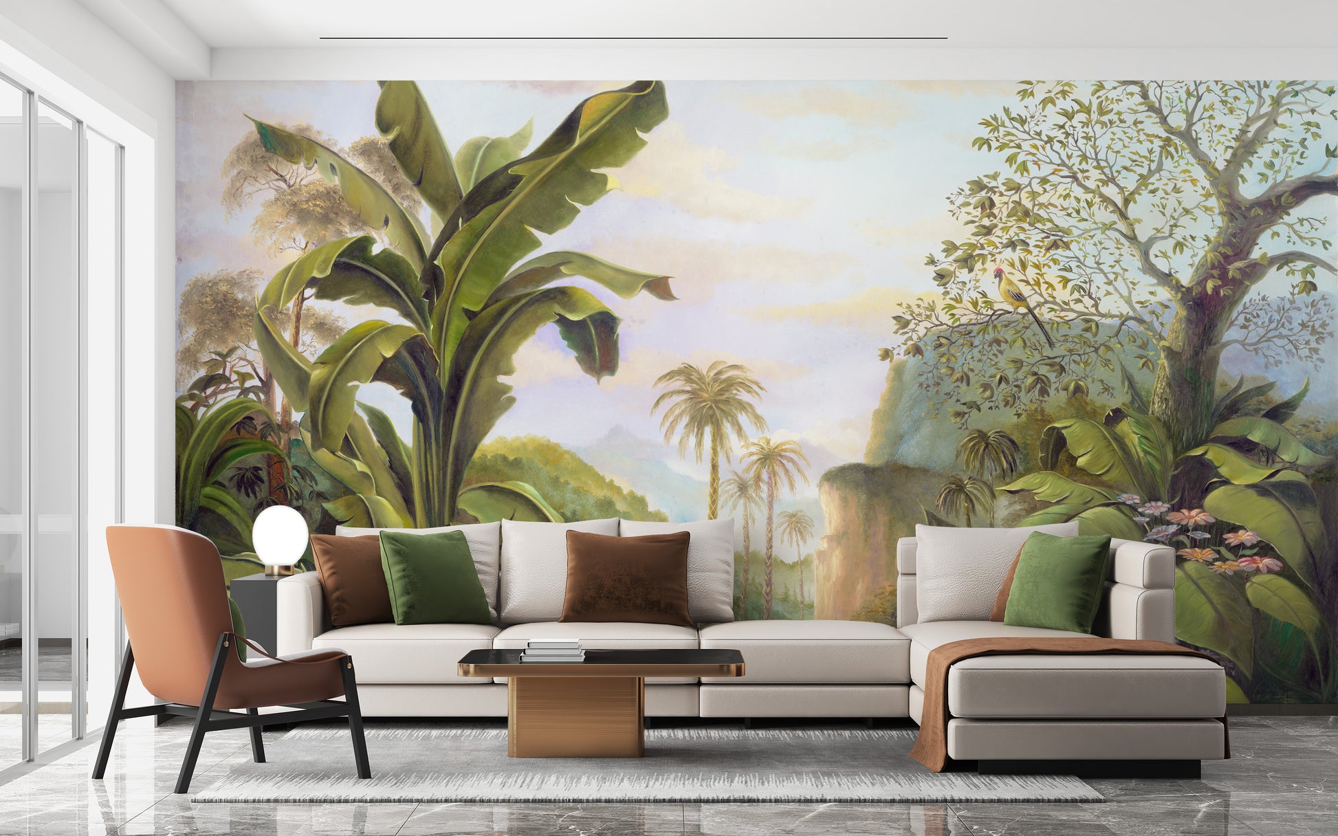 Tropical mythical rainforest wall mural
