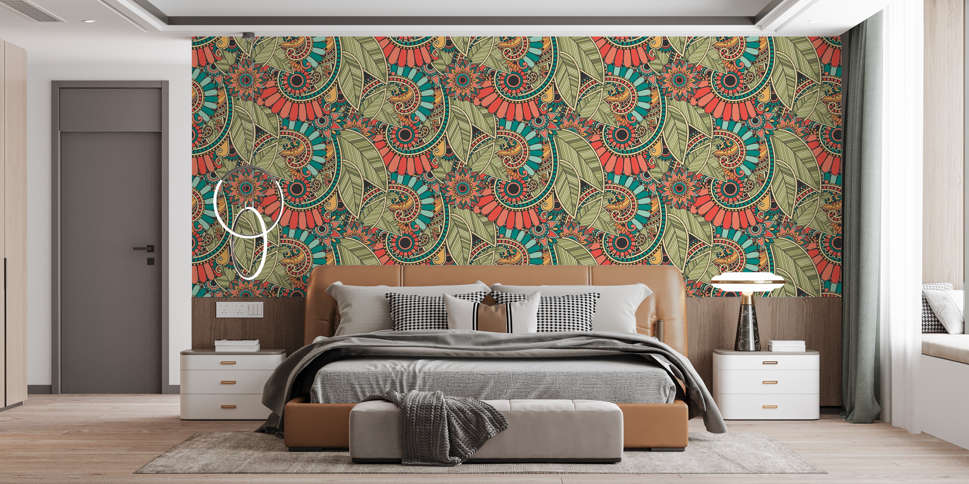 Artistic doodle mural for serene walls
