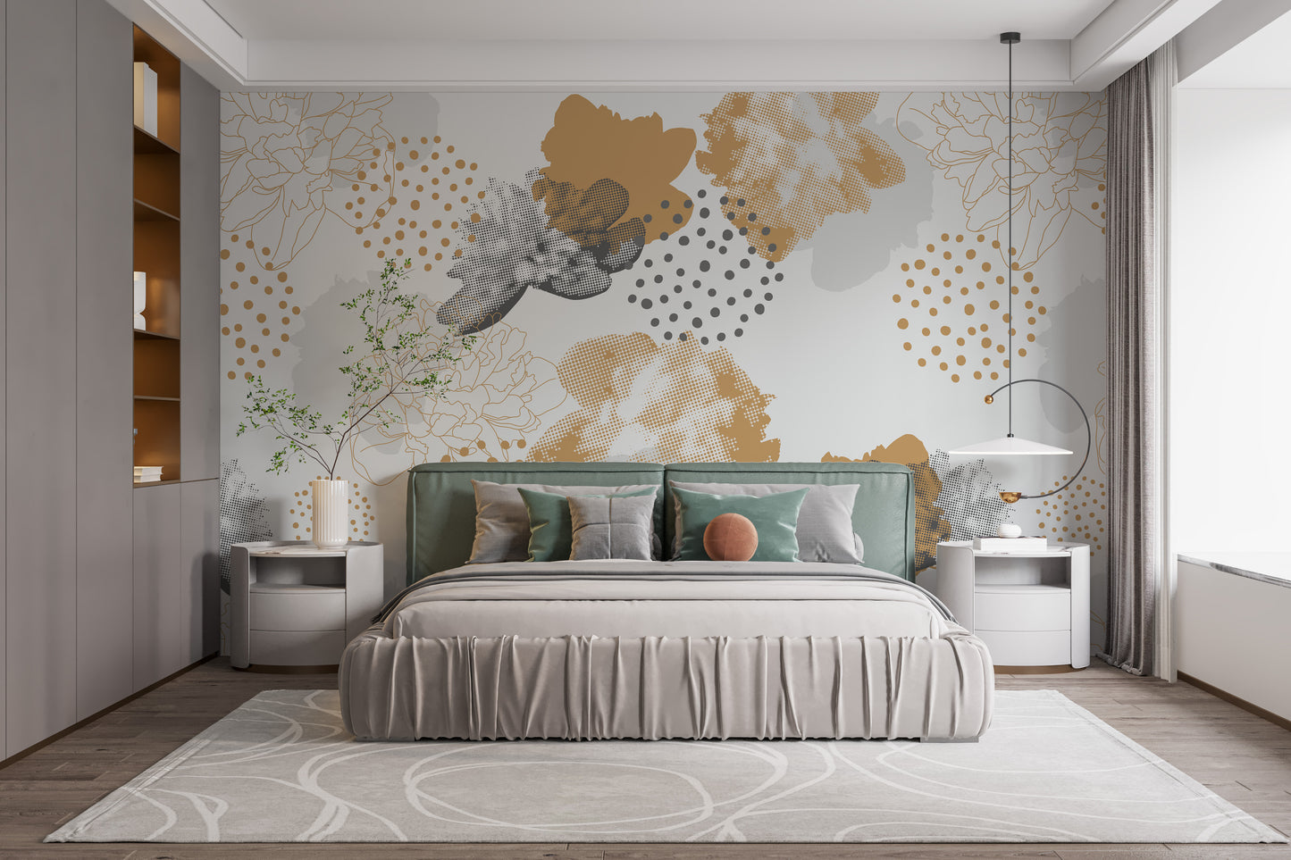 Floral mural wallpaper adds sleek charm
