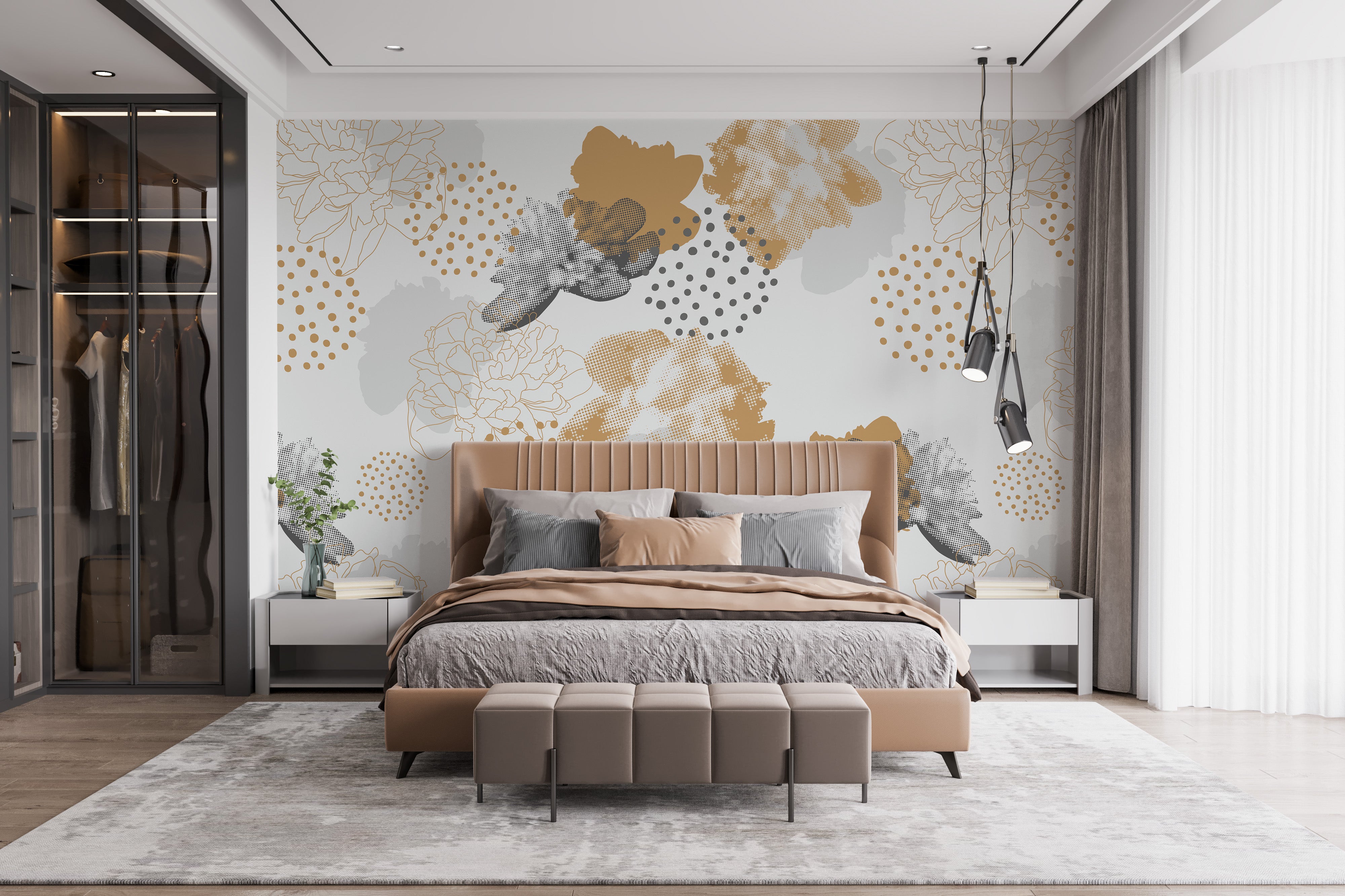 Contemporary floral wallpaper for walls
