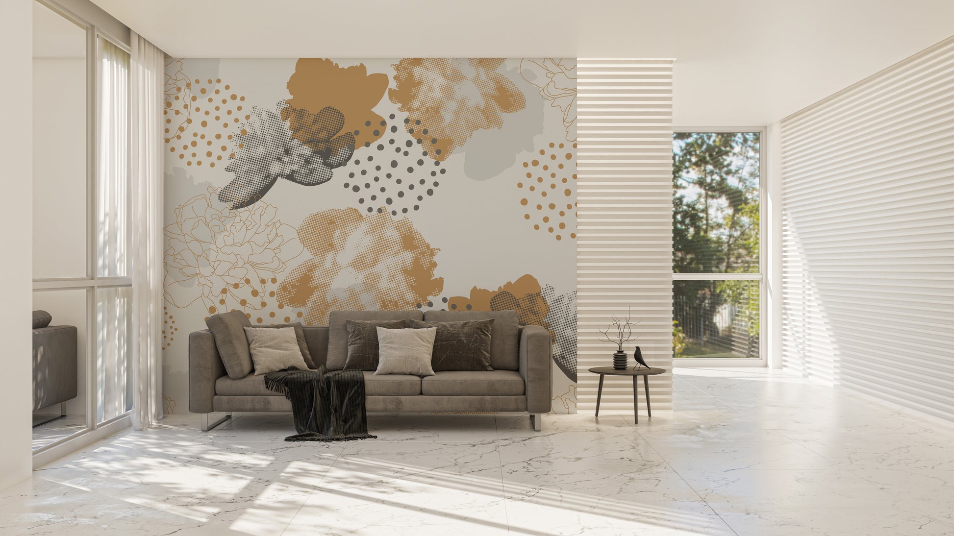 Modern flower mural elevates wall style
