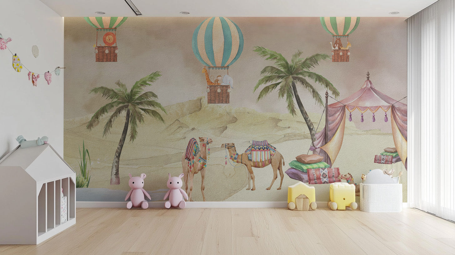 Delightful nursery wallpaper with charming dessert illustrations
