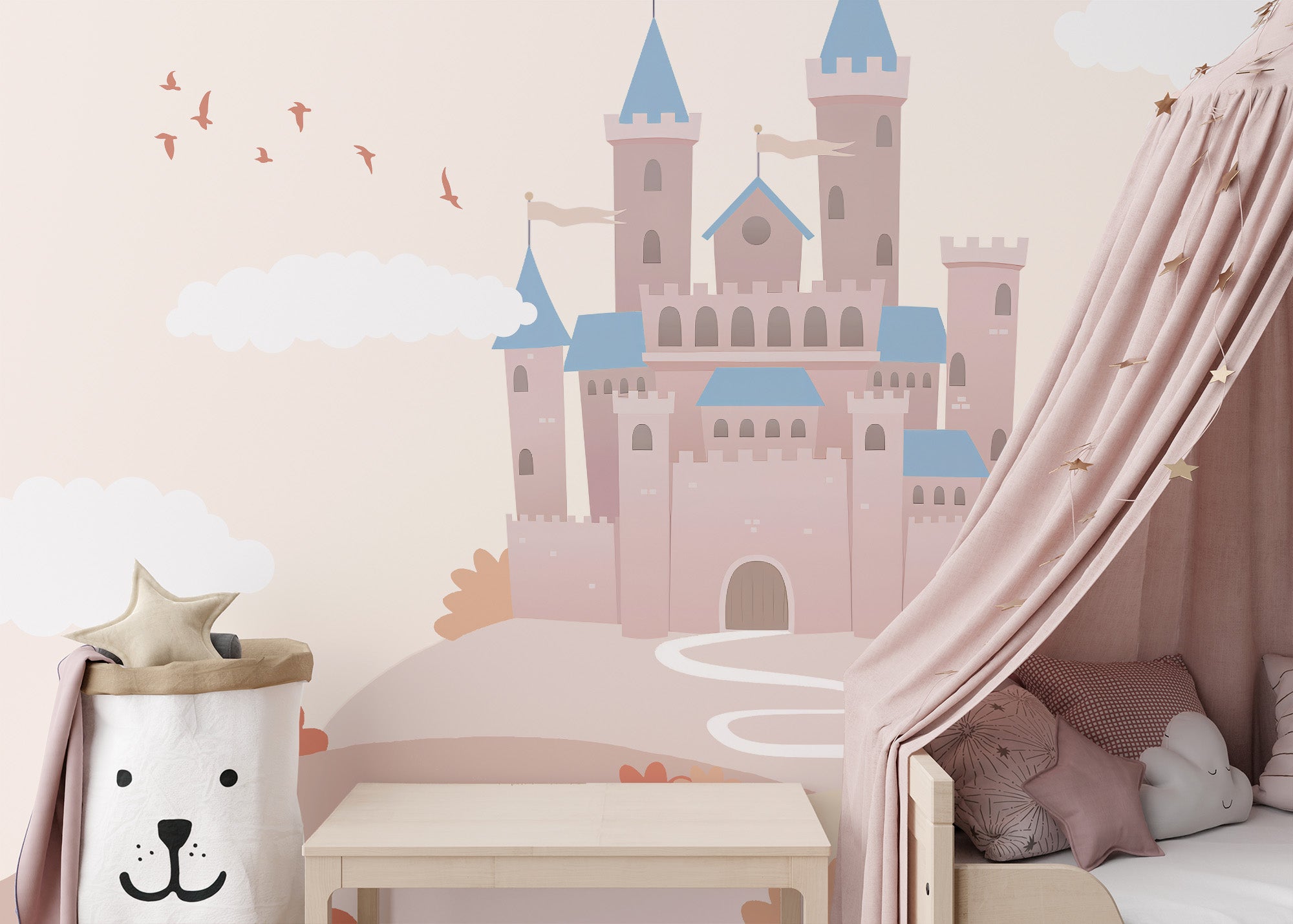 Fairytale castle kingdom wallpaper for young imaginations
