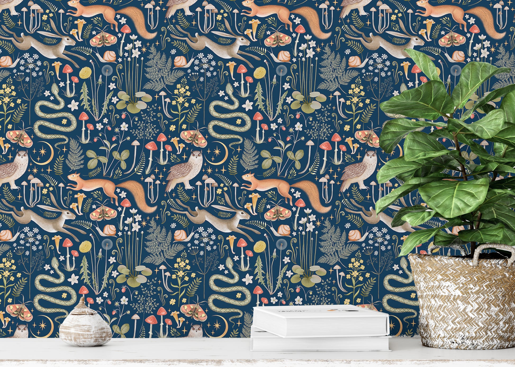 Seamless fairy forest pattern for magical wall decor