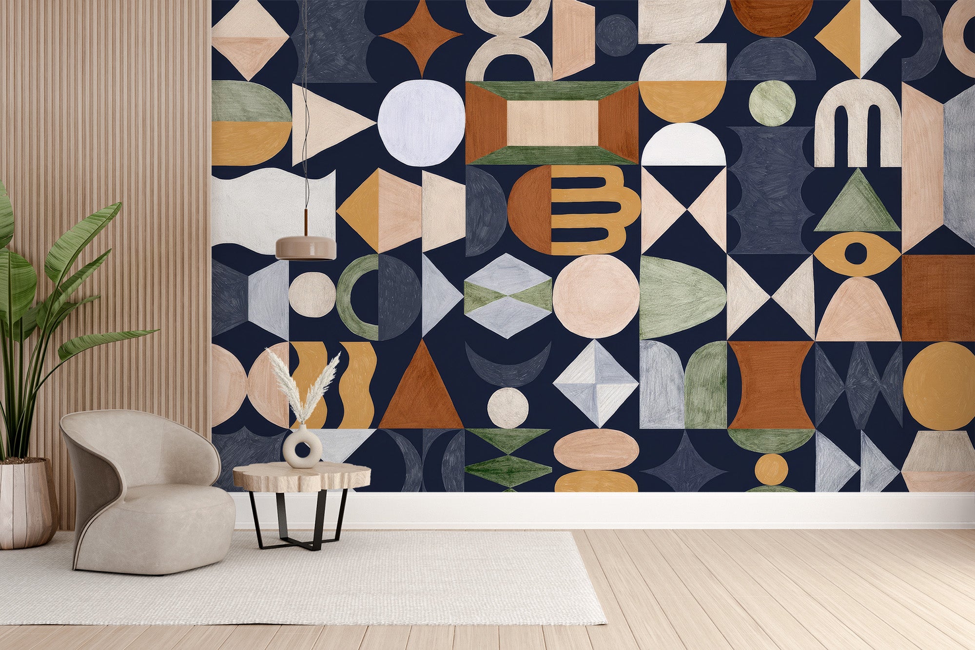 Unique retro wallpaper with playful totem-inspired designs
